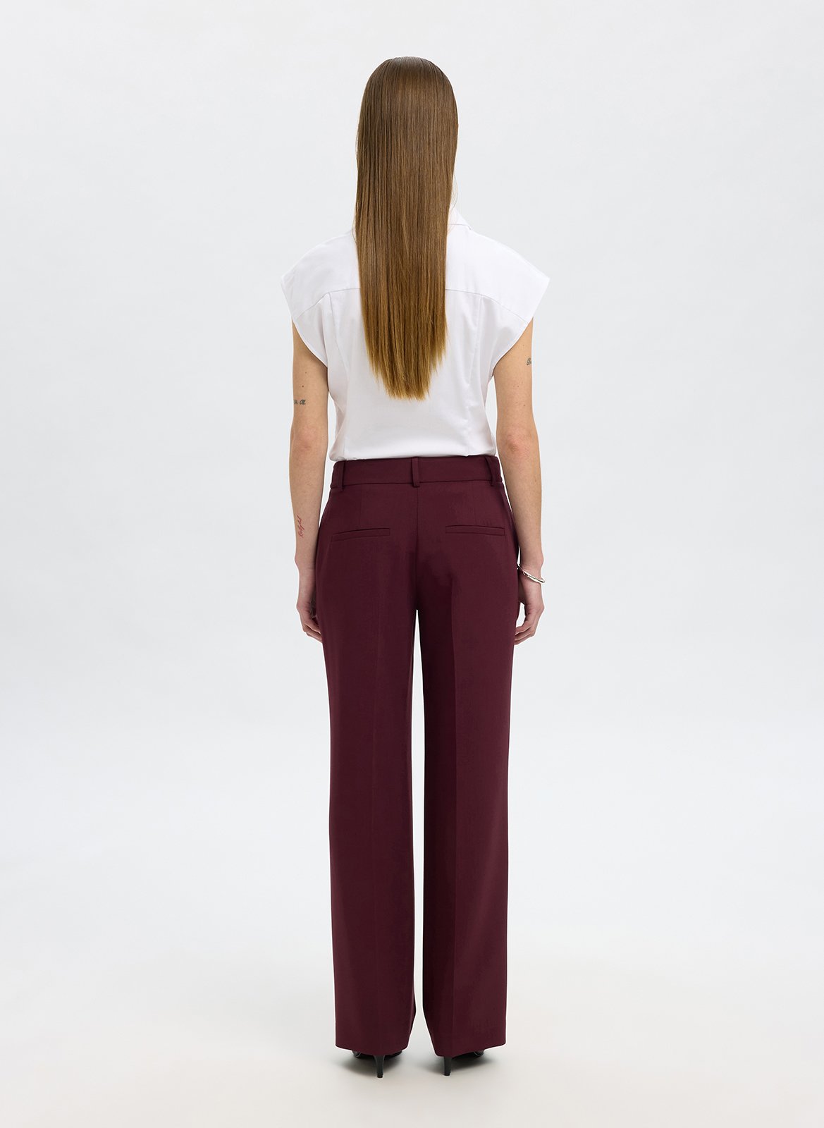 Pantalon droit SELECTED Prune