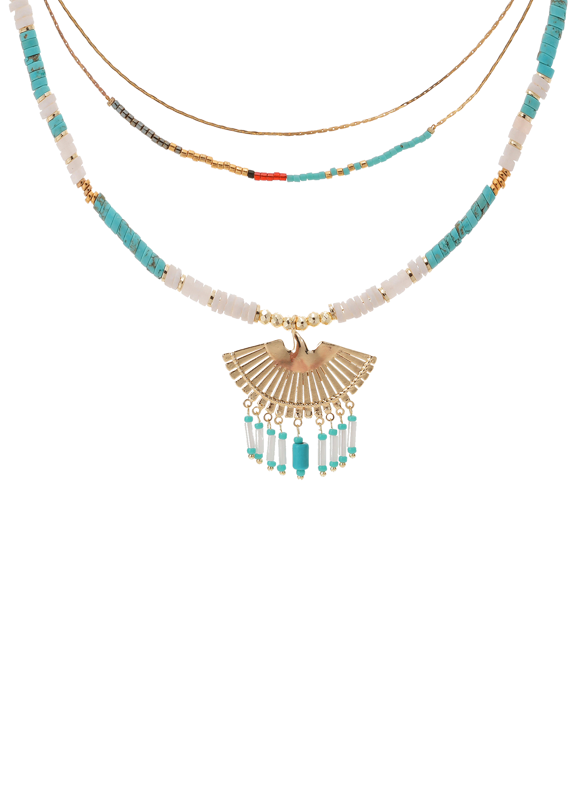 Multiple strand necklace with pearls and pendant HIPANEMA Blue