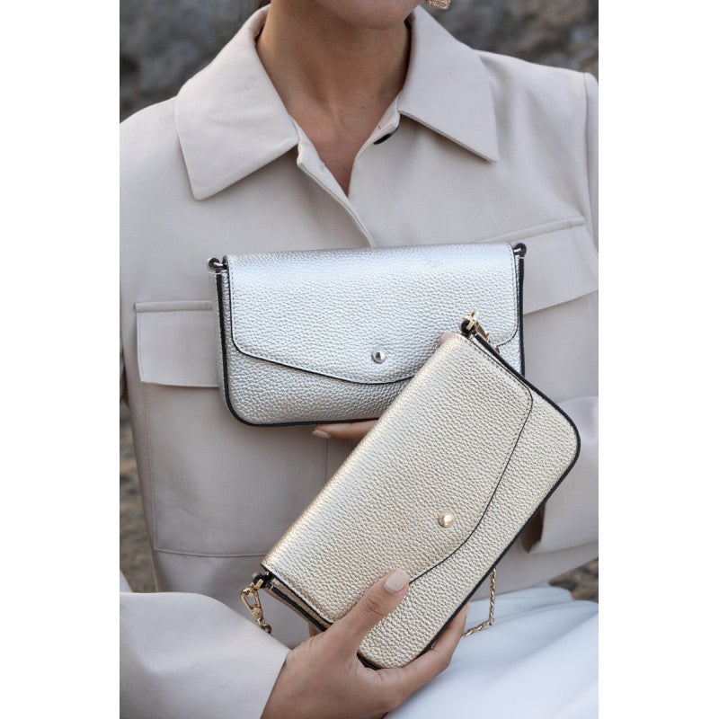 Clutch bag - calfskin POURCHET Golden