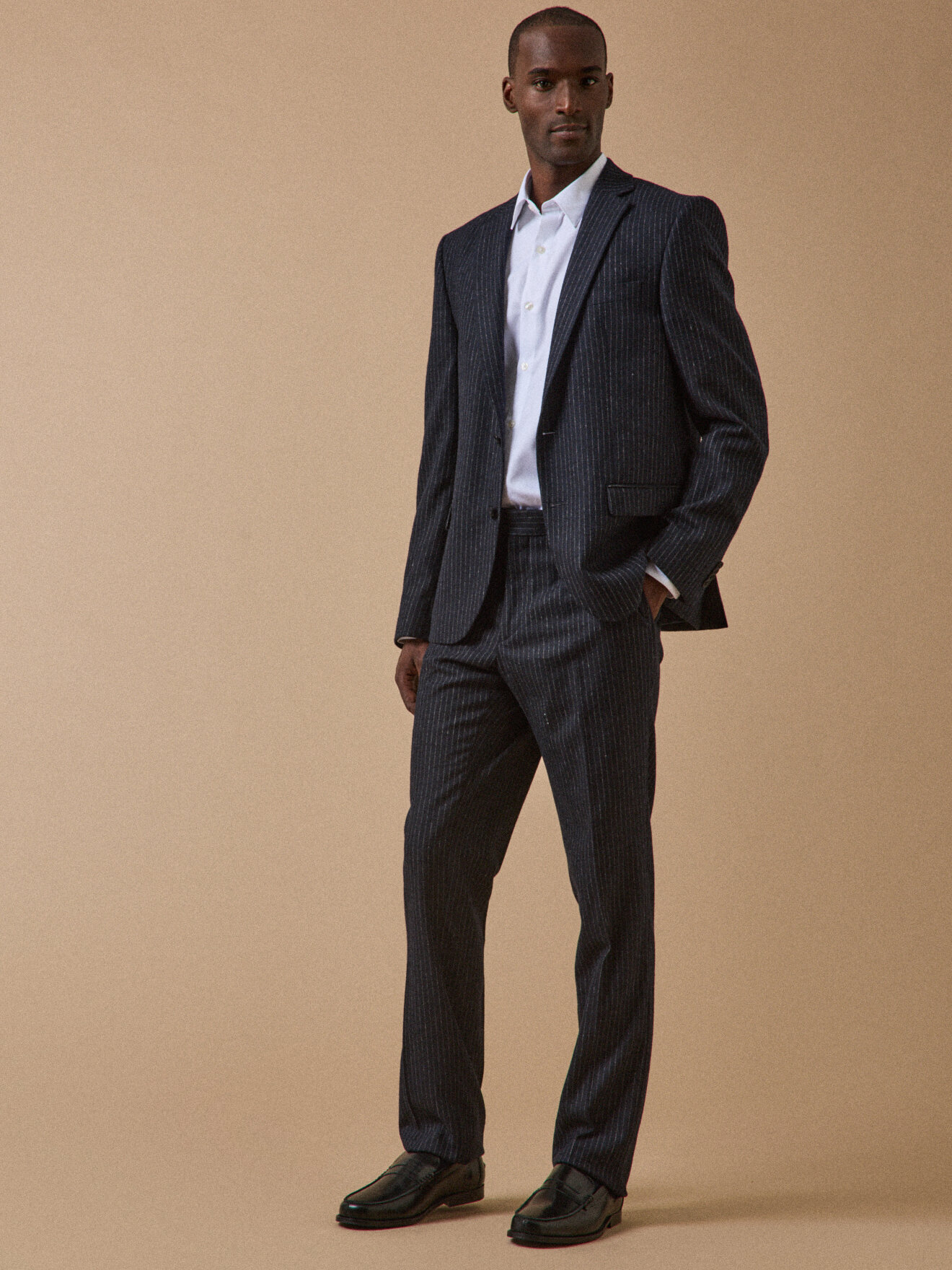 Striped wool suit pants CYRILLUS Blue