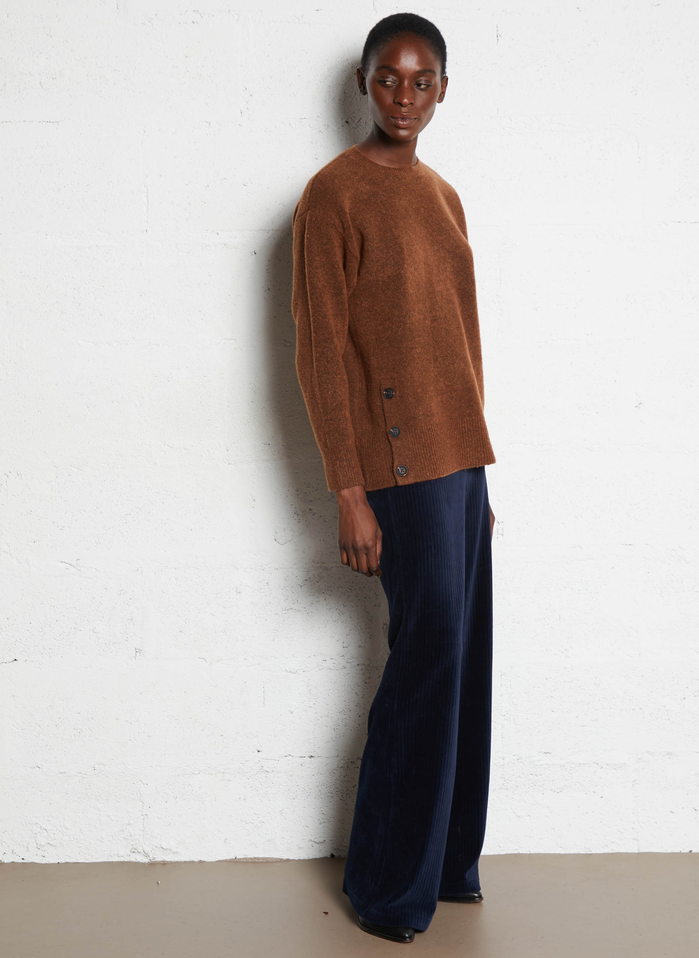 Pantalon droit en coton mélangé NICE THINGS Bleu