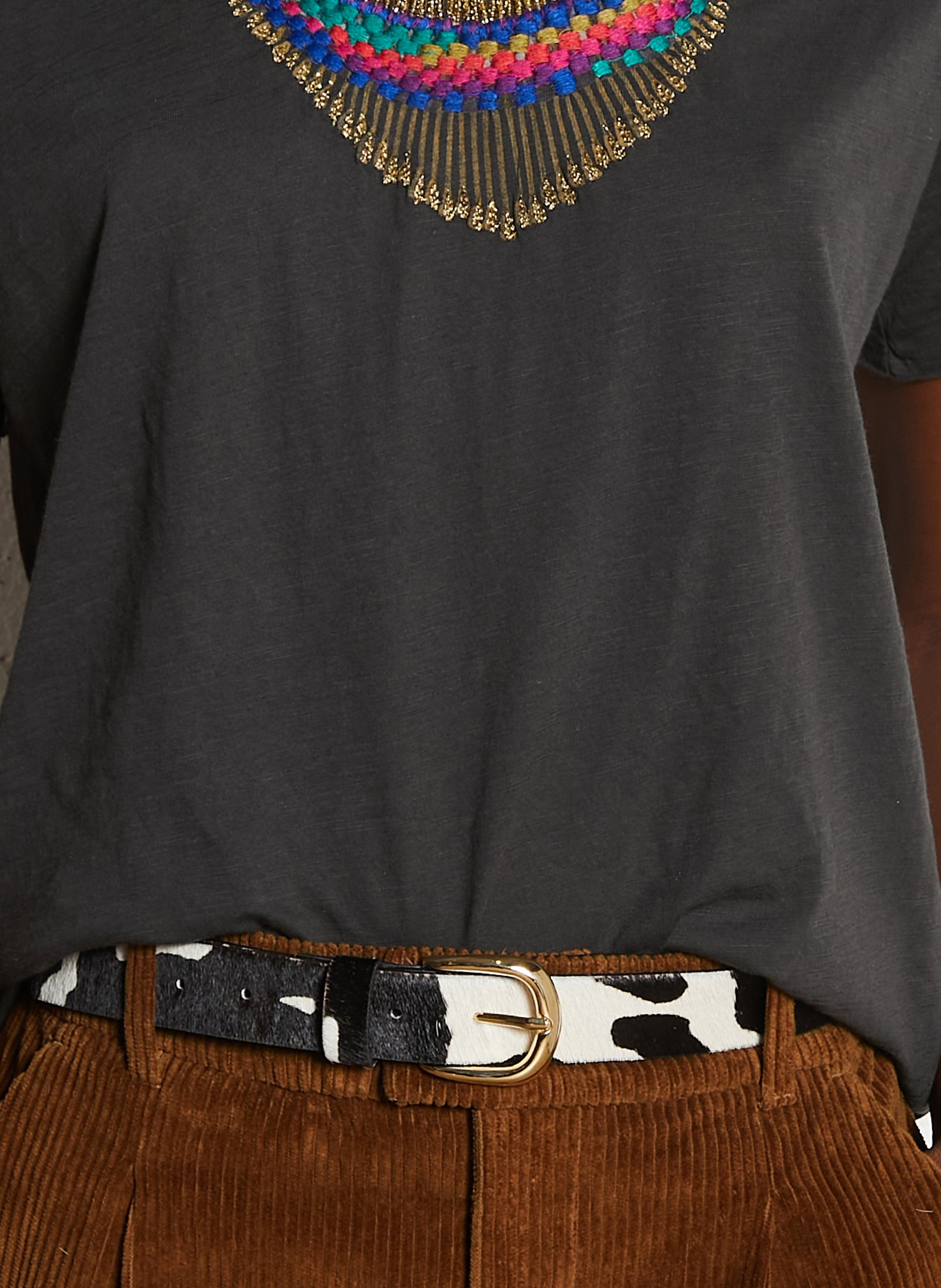 Ceinture en cuir pony imprimé DES PETITS HAUTS Blanc