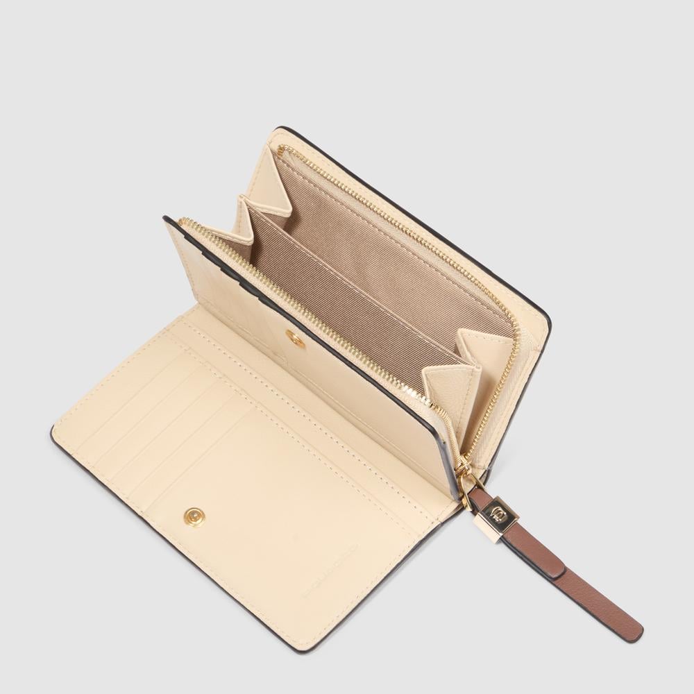 Petite taille, portefeuille pour femmes à deux volets PIQUADRO Brown