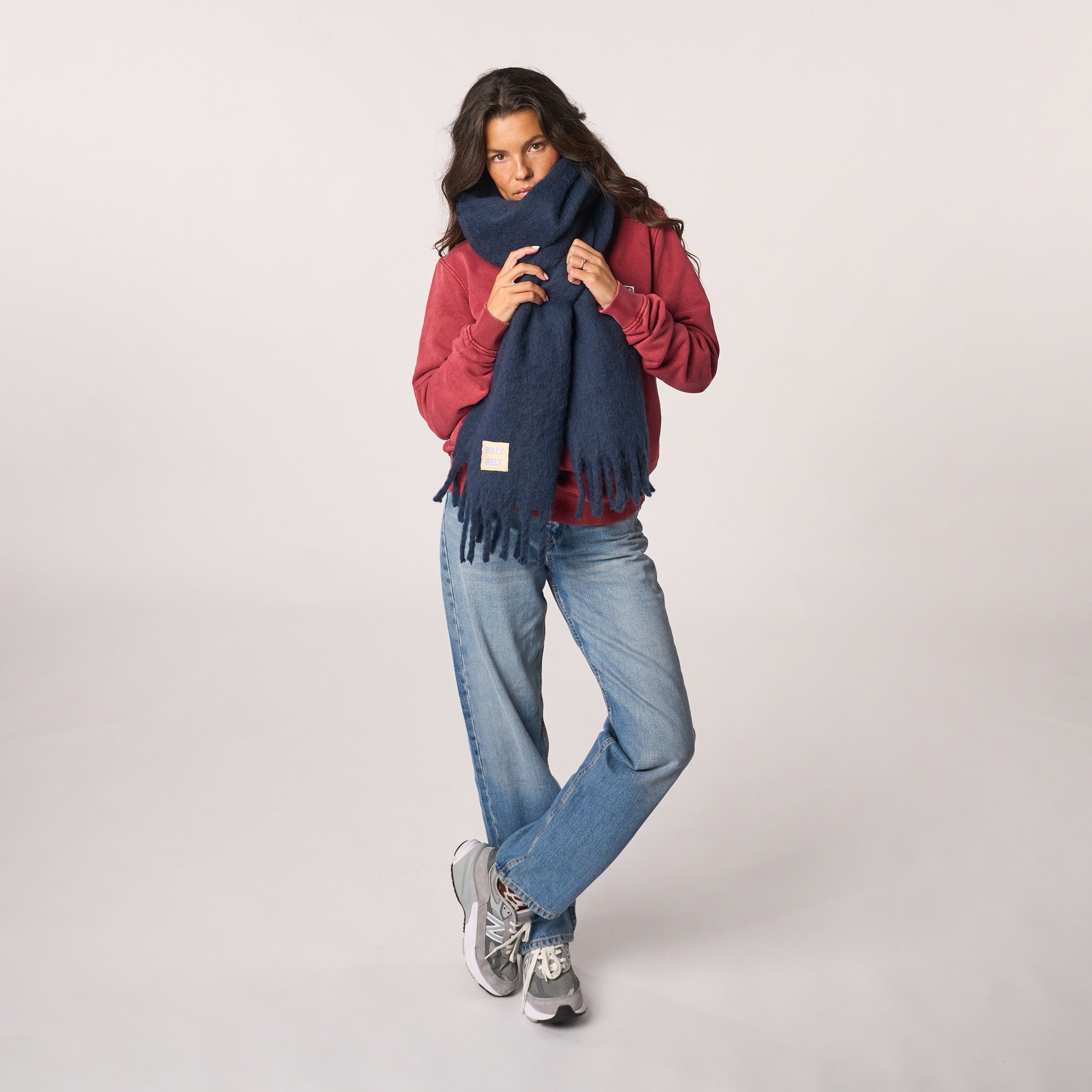 Large fringe scarf BILLYBELT Blue