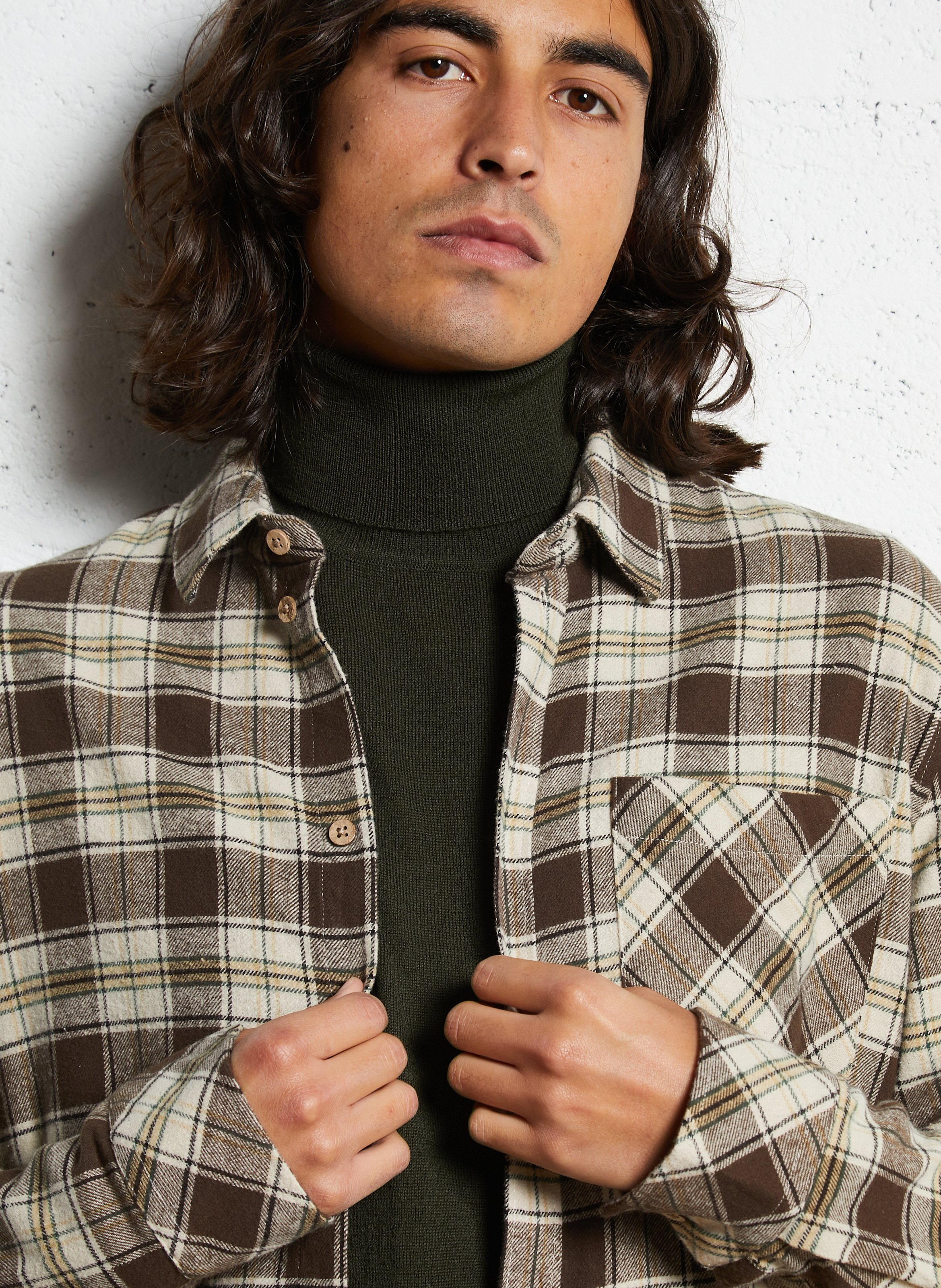 Cotton shirt with classic collar SOLID Brown