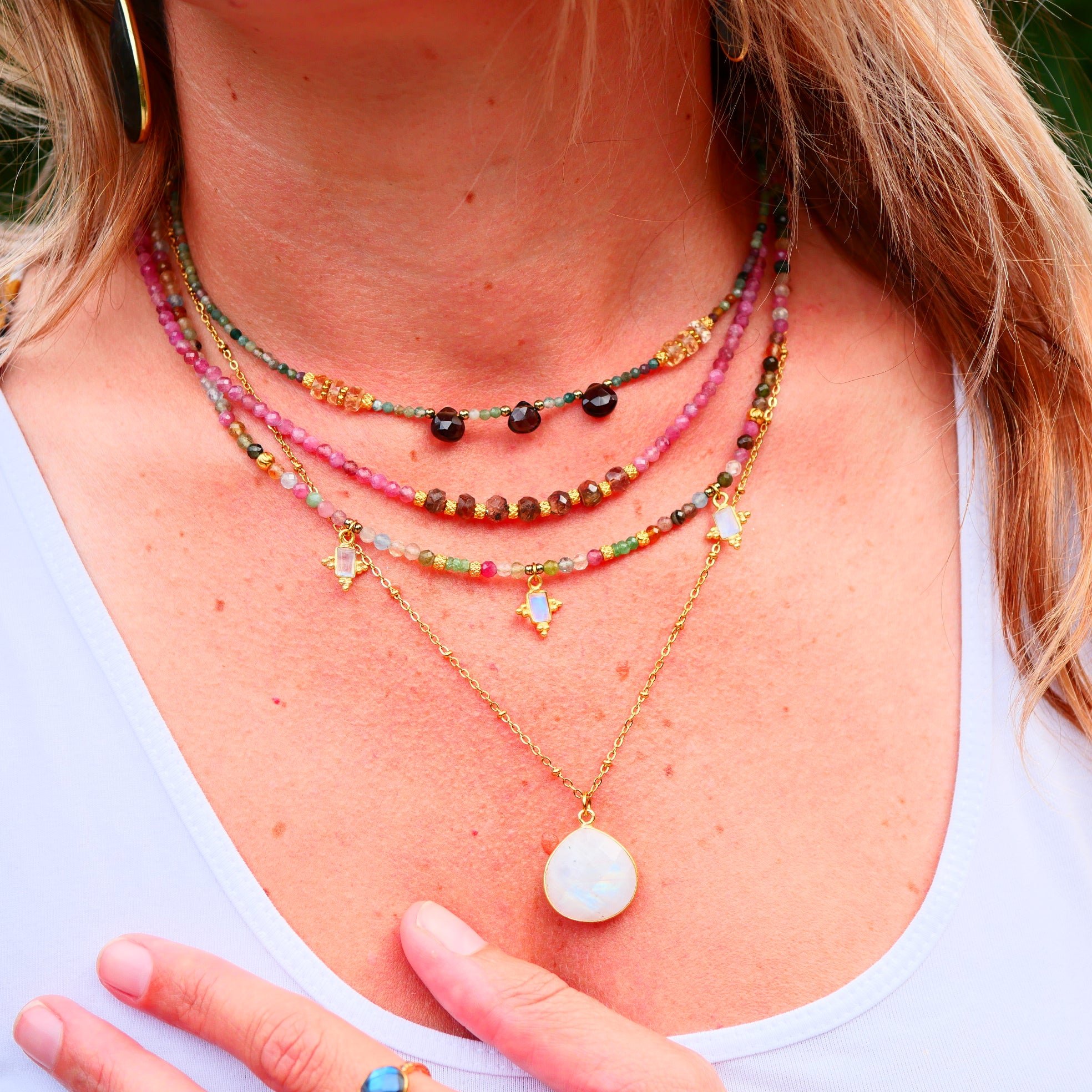 Indian agate necklace GINANDGER Green