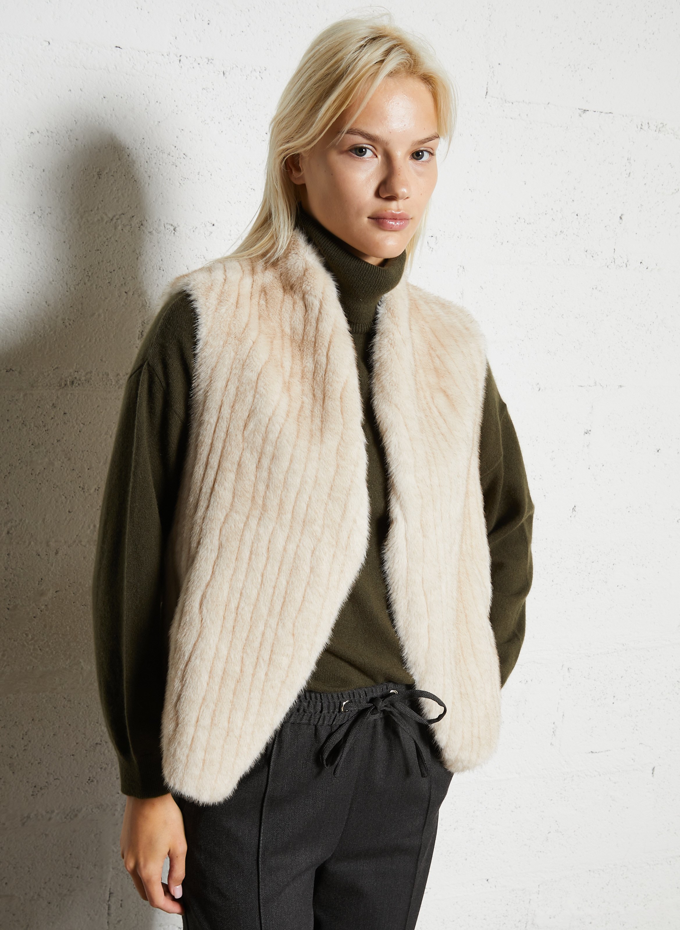 Veste sans manches fausse fourrure SUD EXPRESS Beige