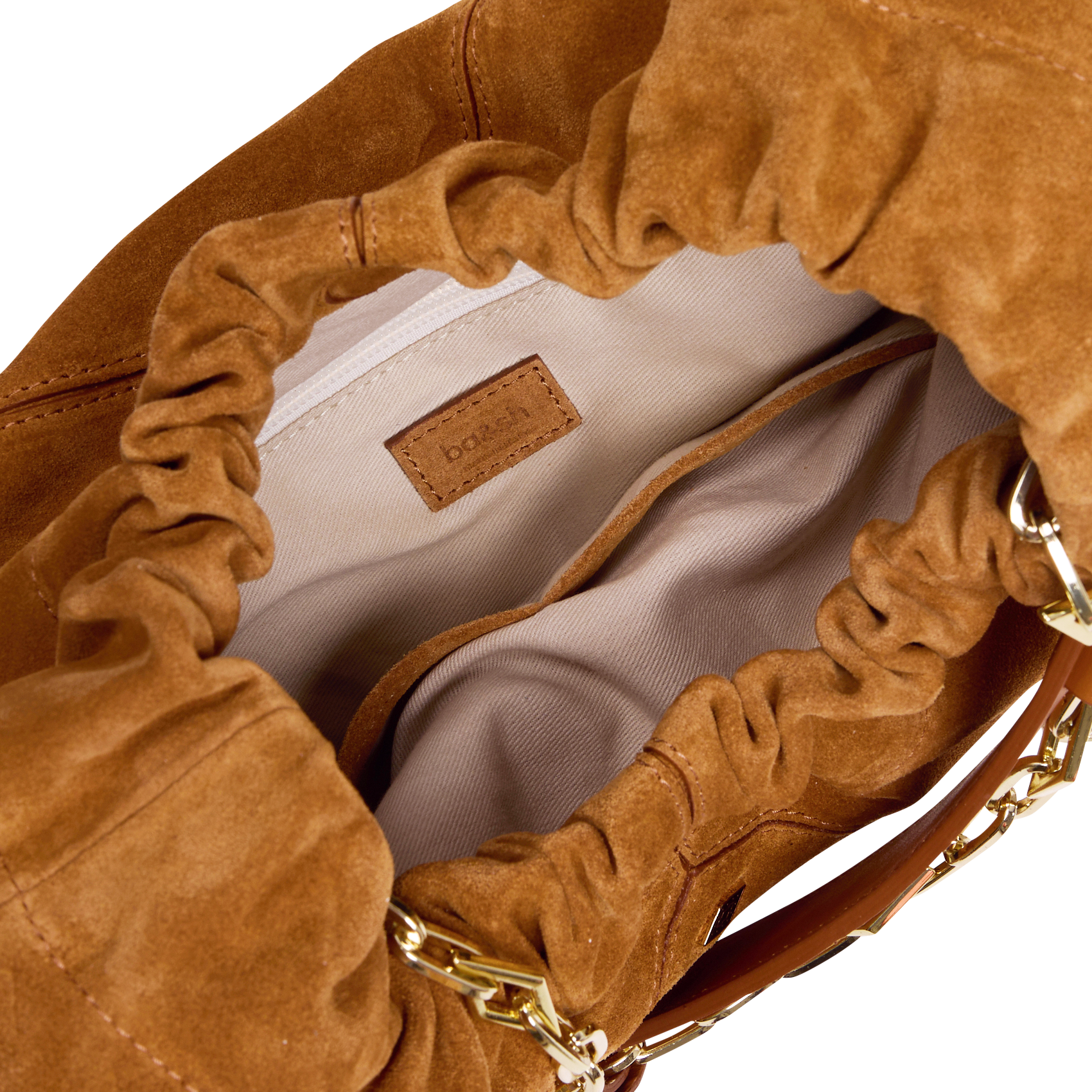 Sac bandoulière tote en cuir velours BA&SH Marron