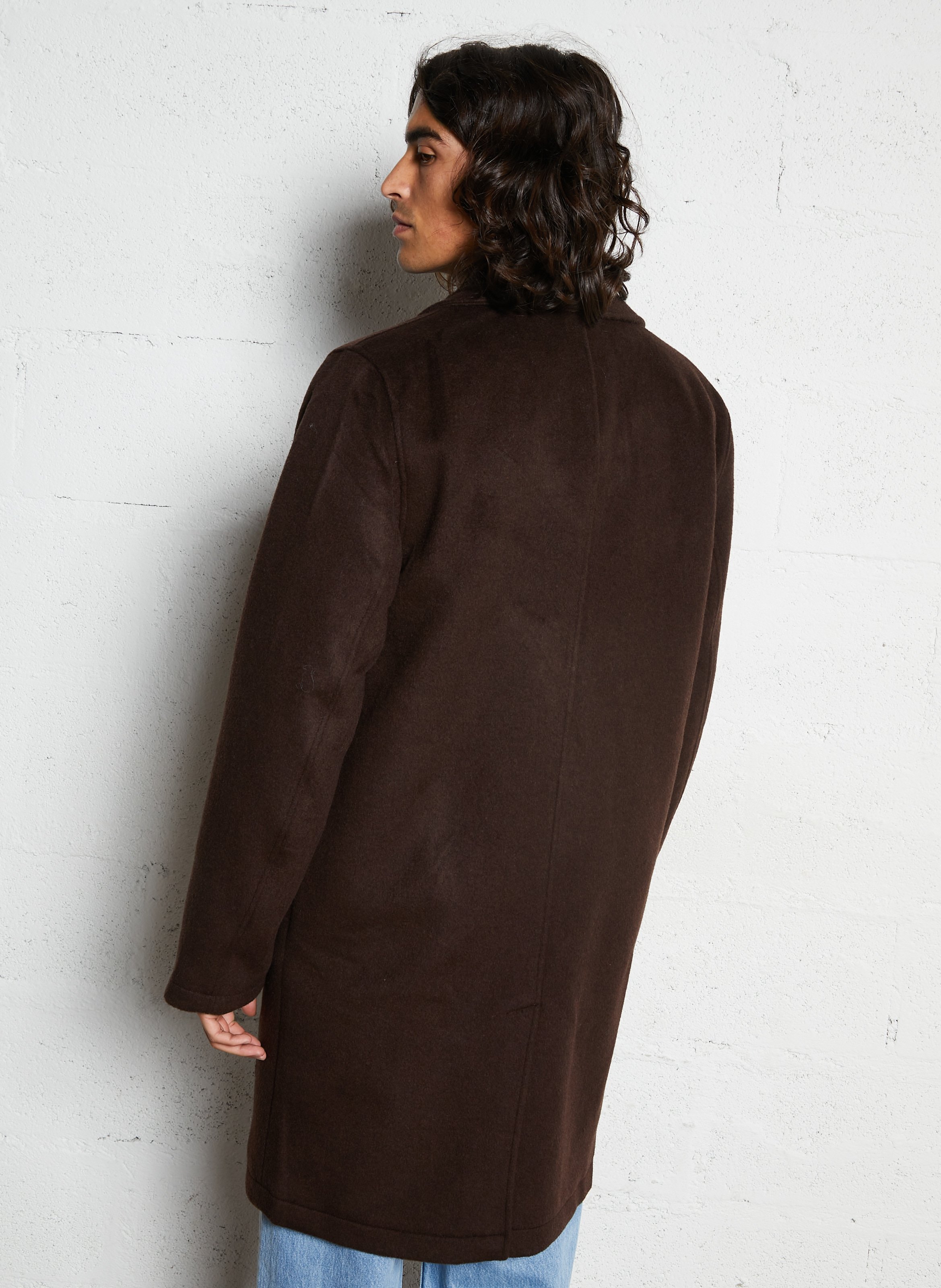 Buttoned coat in mixed wool MINIMUM Brown