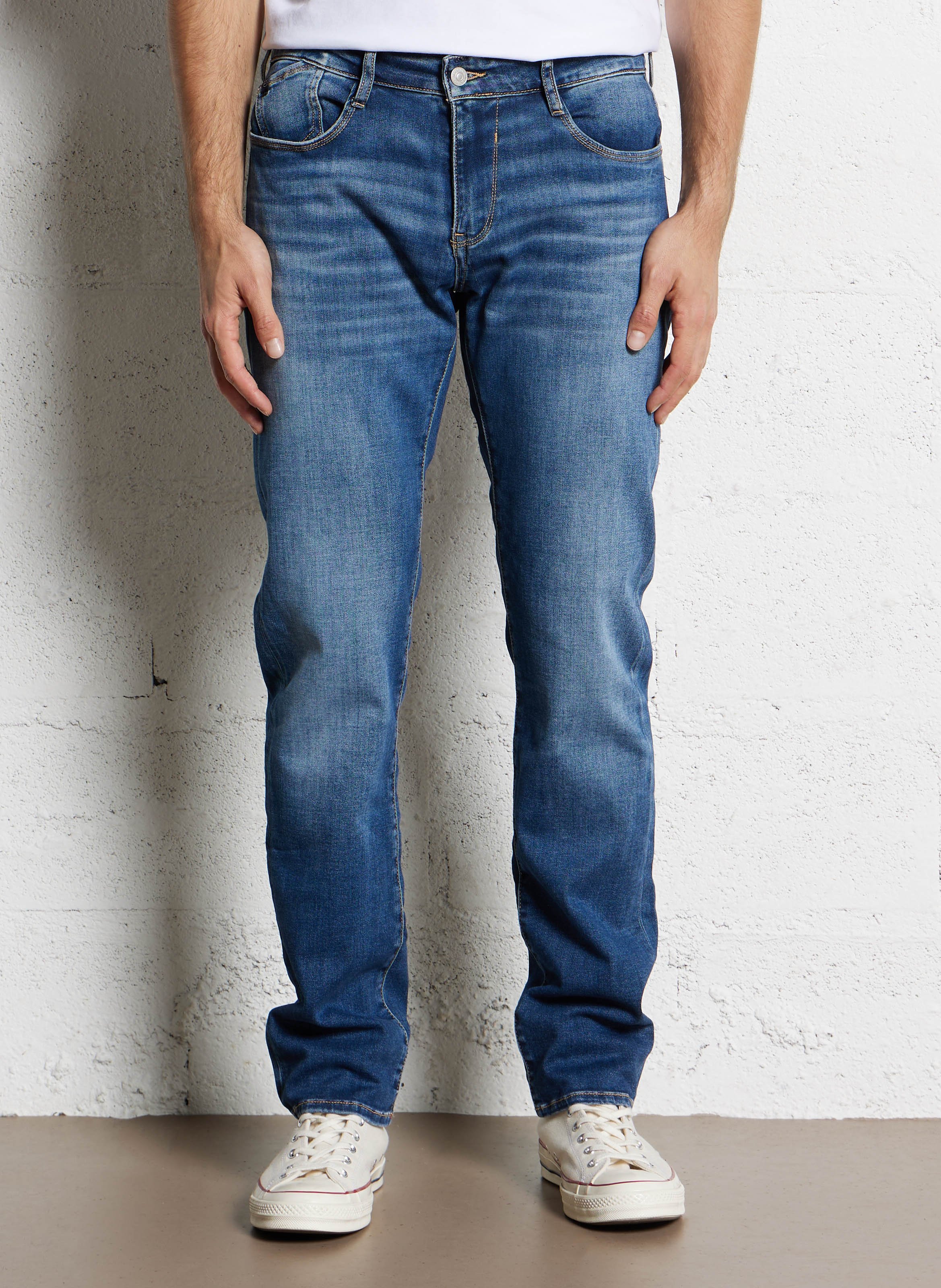 Cotton-blend straight jeans LE TEMPS DES CERISES Blue