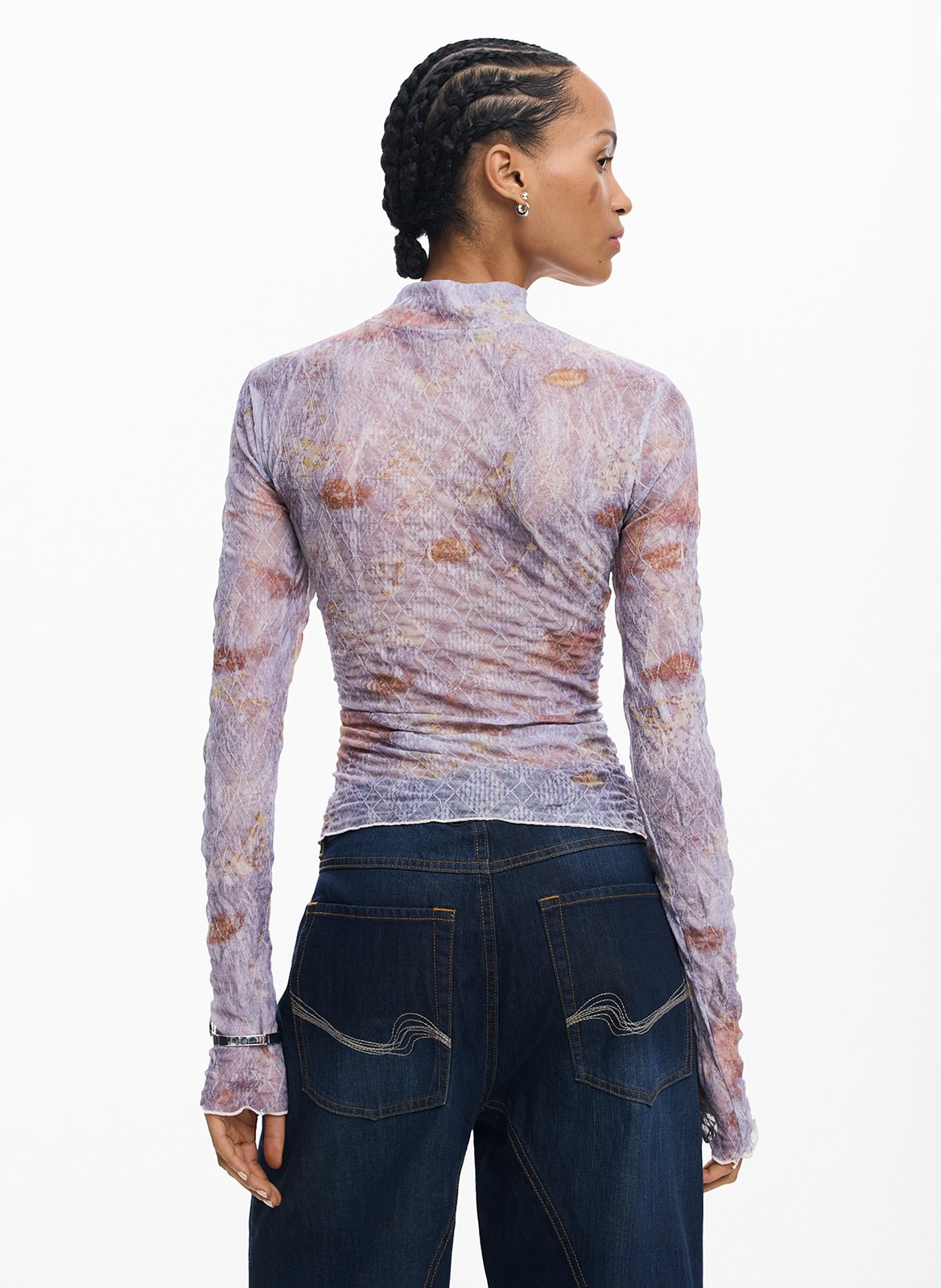 Figurbetontes Top mit Stehkragen und Print DESIGUAL Rot