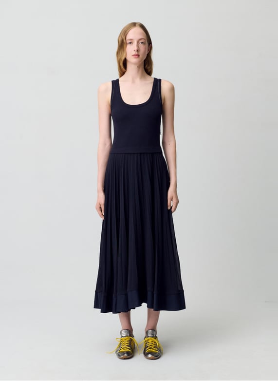 Long pleated dress Raw denim Claudie pierlot - Women | Place des Tendances Long pleated dress Raw denim Claudie pierlot - Women | Place des Tendances