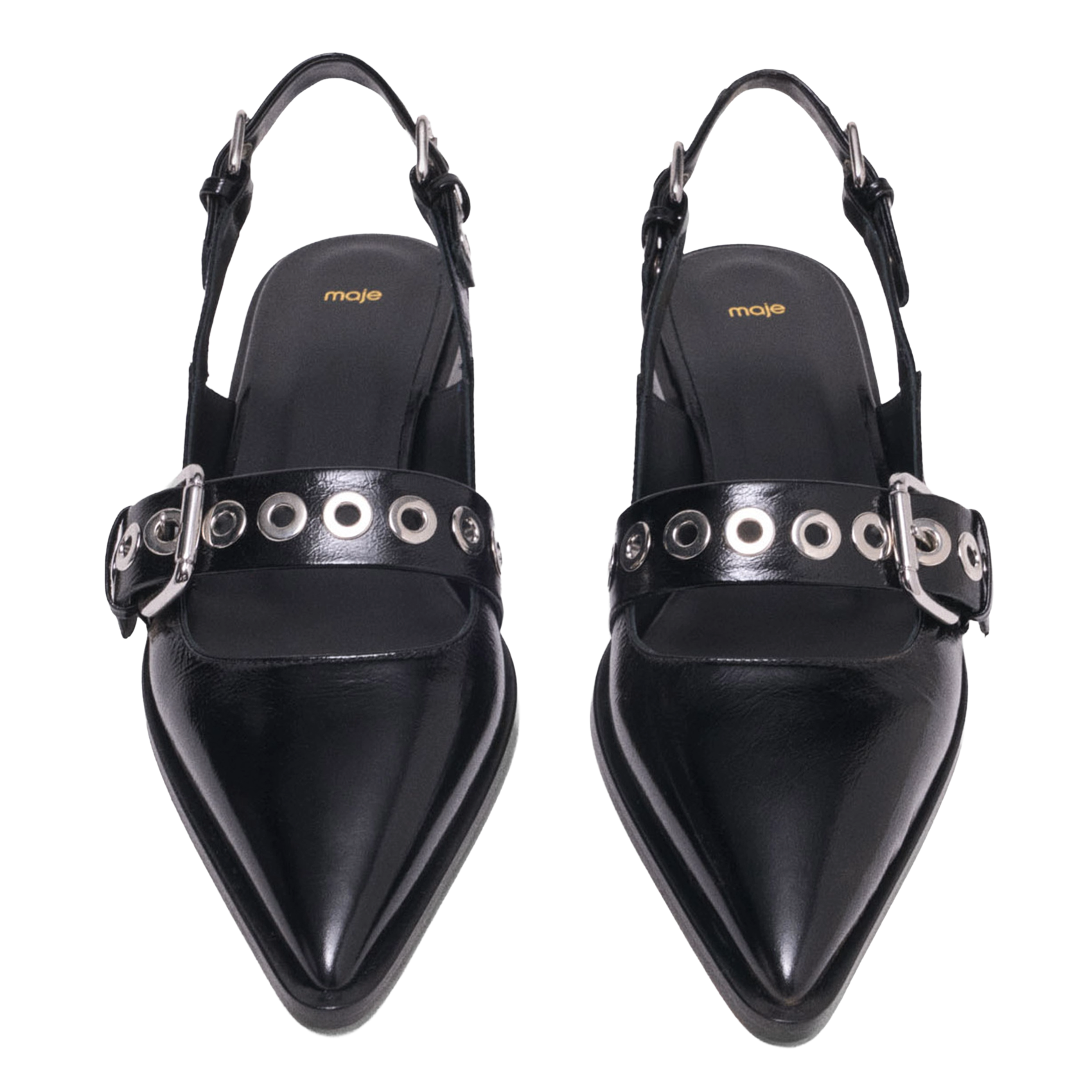 Slingback plate en cuir MAJE Noir