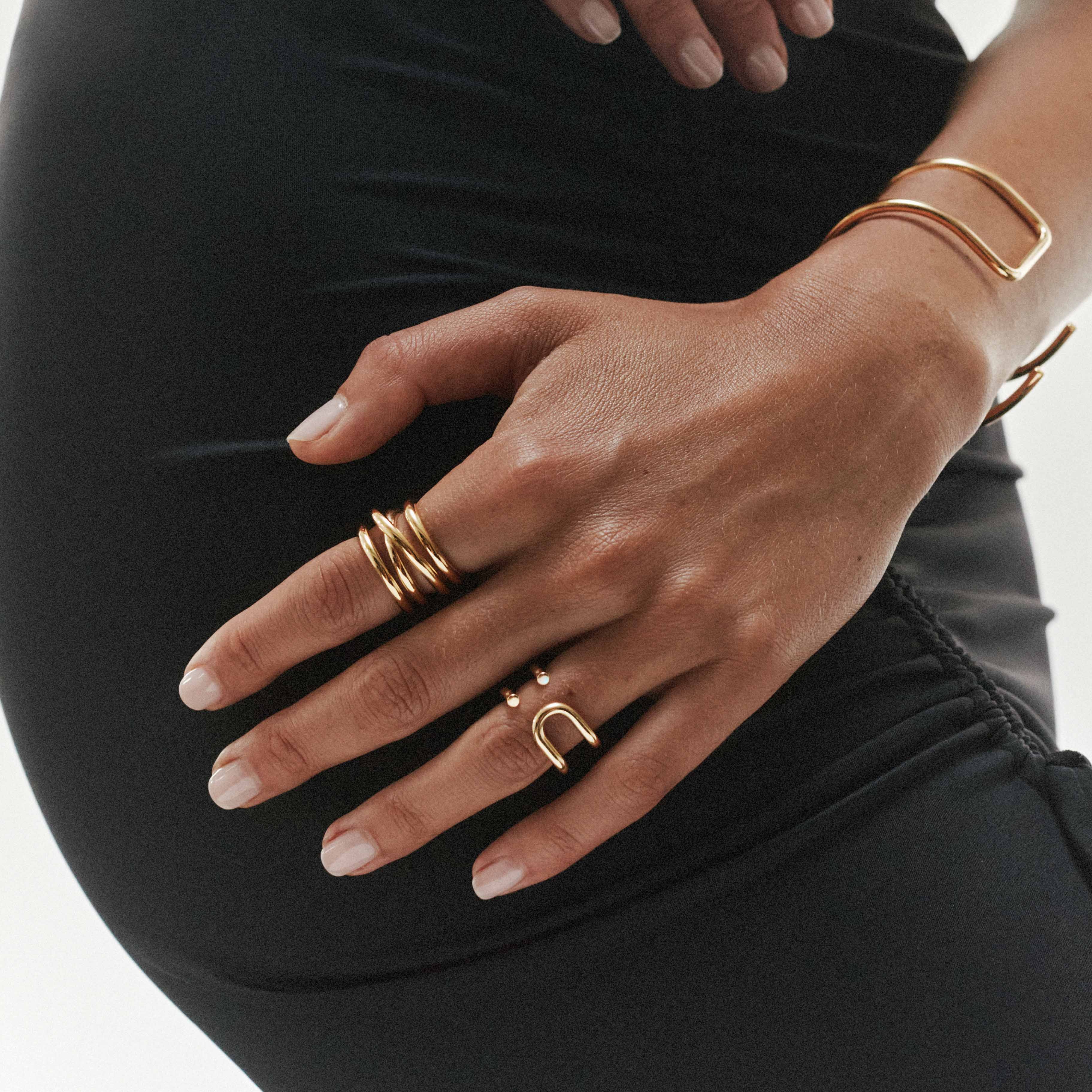 Adjustable reversible ring, gold plated MAYRENA Golden