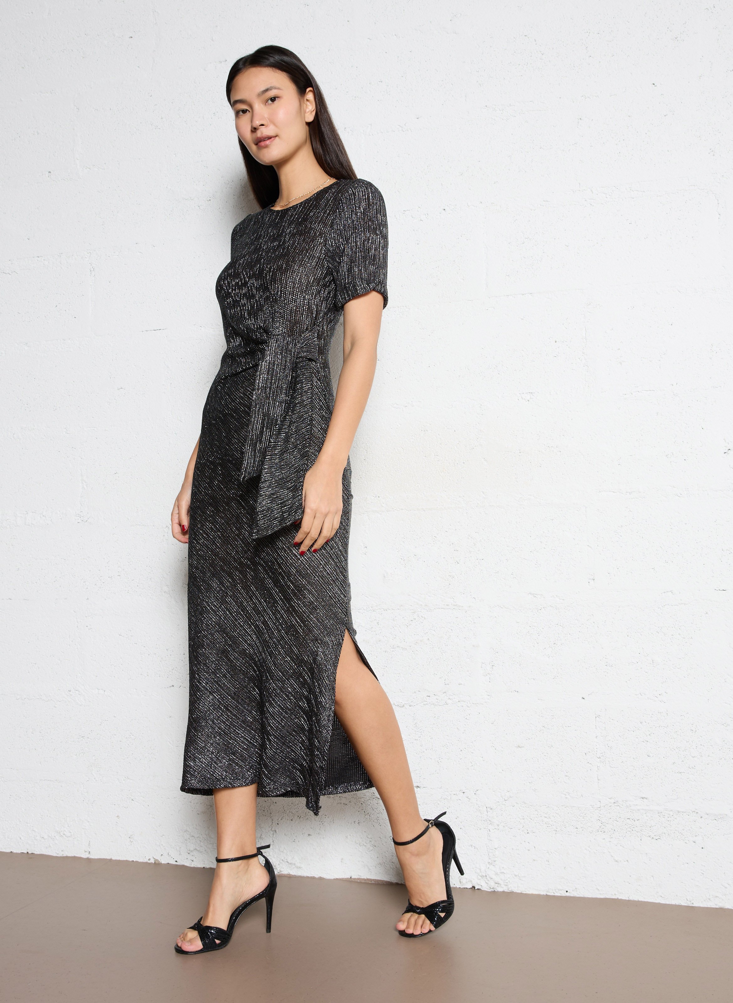 Halflange, straight-fit jurk met ronde hals en print LA PETITE ETOILE Zilver