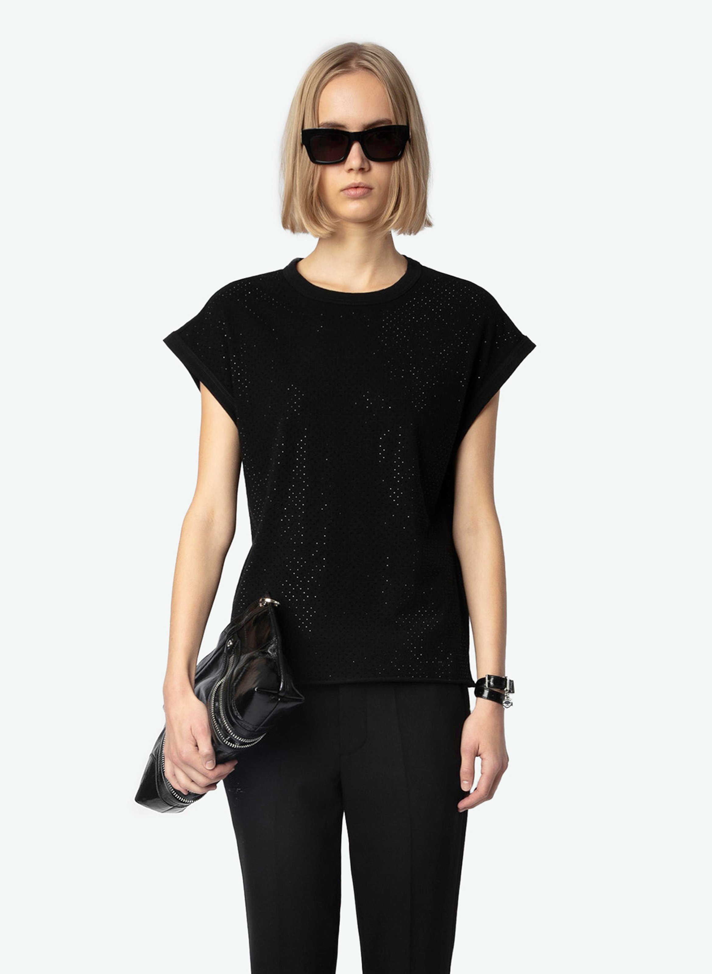 Tee-shirt à strass en coton ZADIG&VOLTAIRE Noir