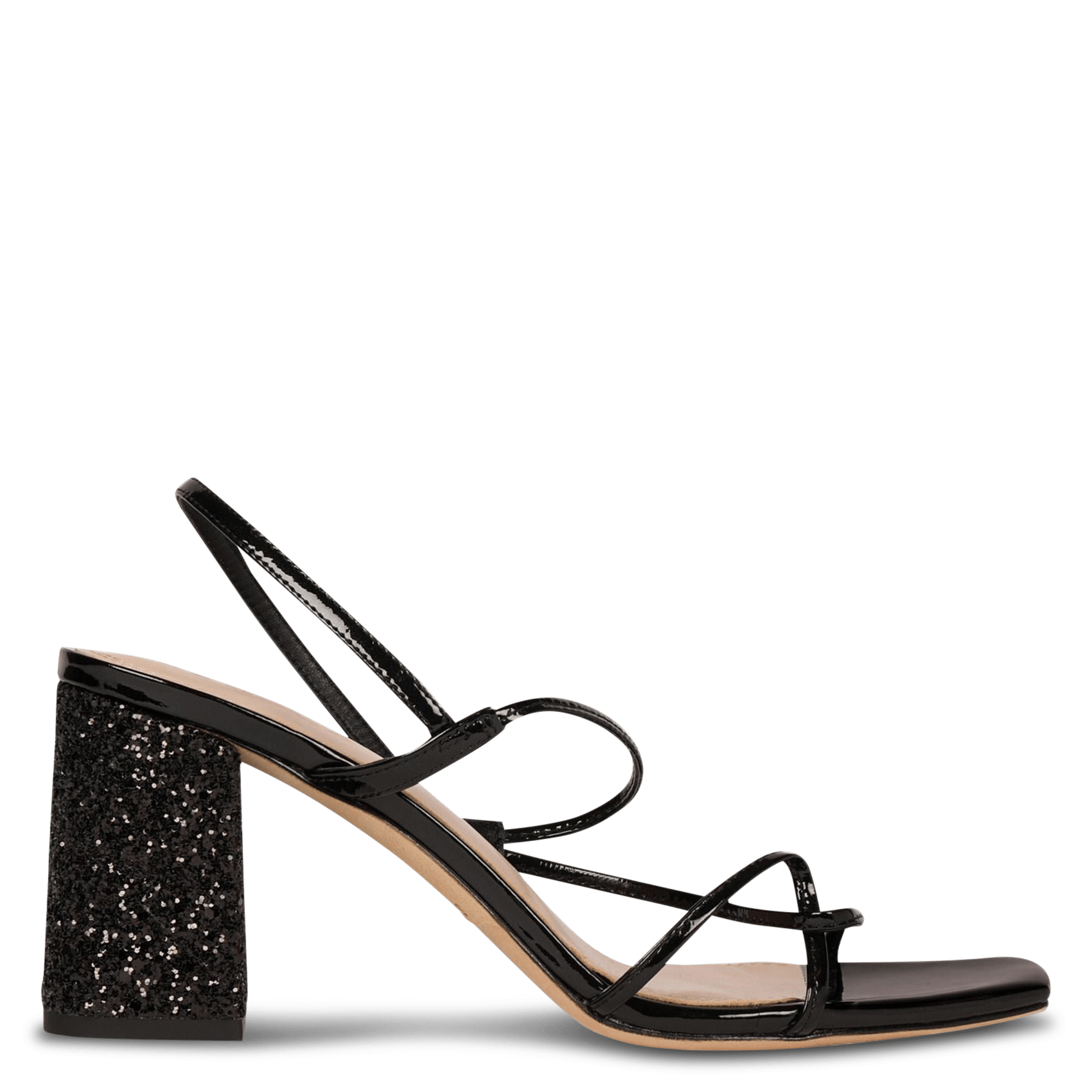 Glitter leren hoge hakken sandalen SANDRO Zwart