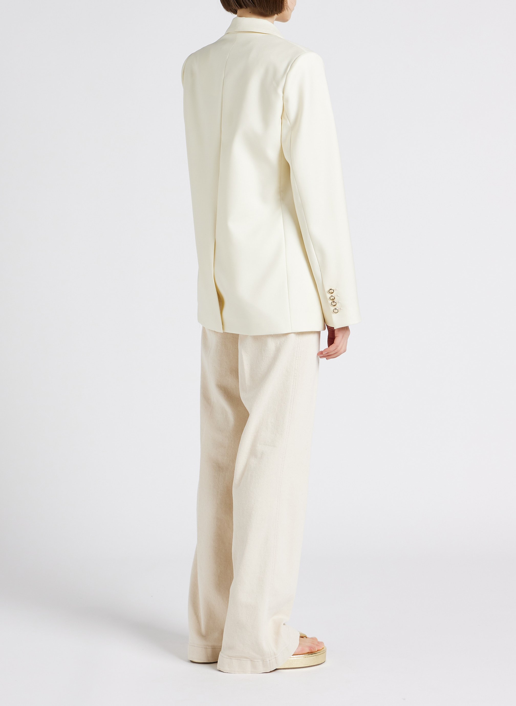 Veste col tailleur en coton stretch MARGAUX LONNBERG Blanc