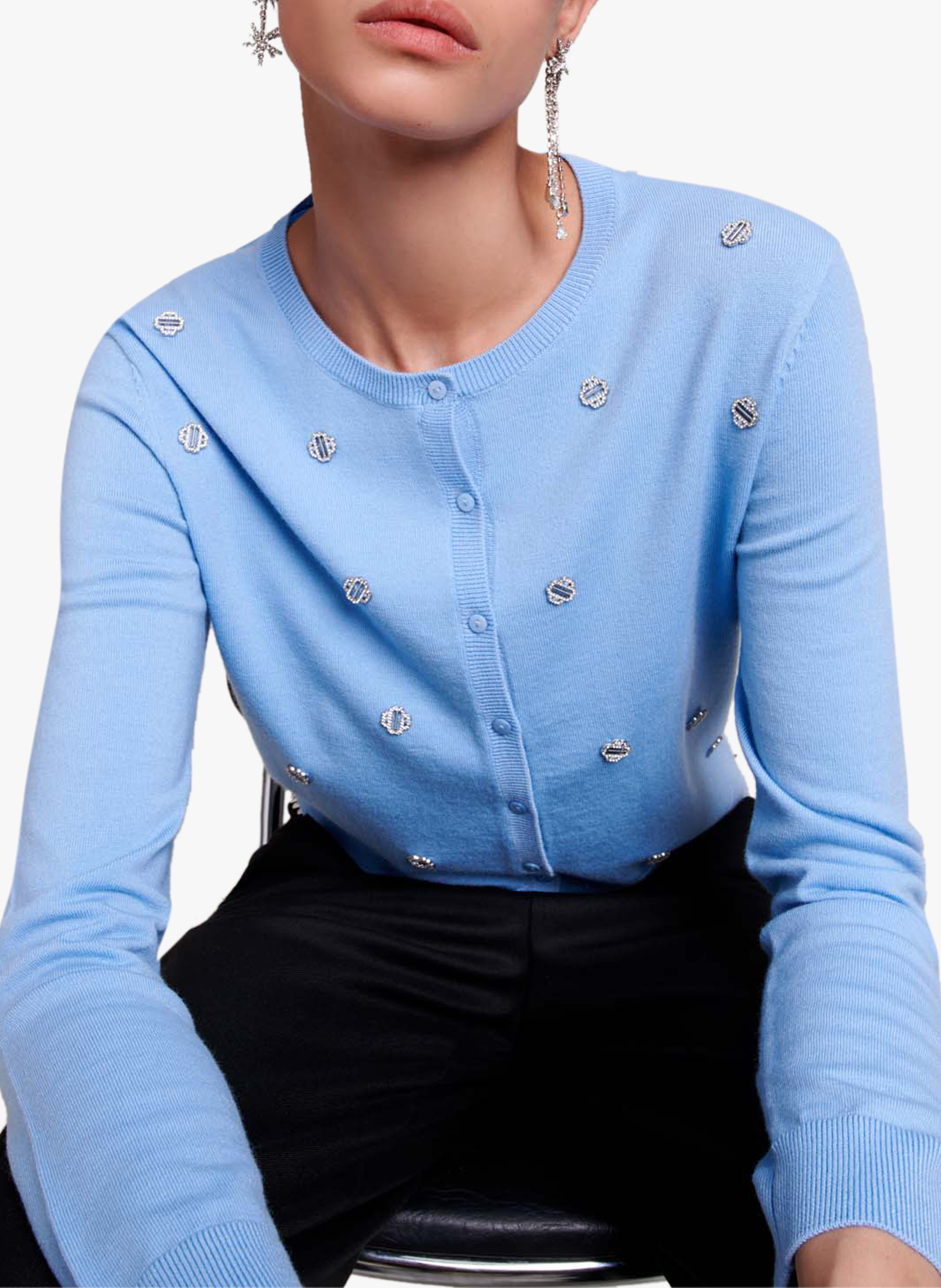 Asymmetrische oorbellen ster MAJE Zilver