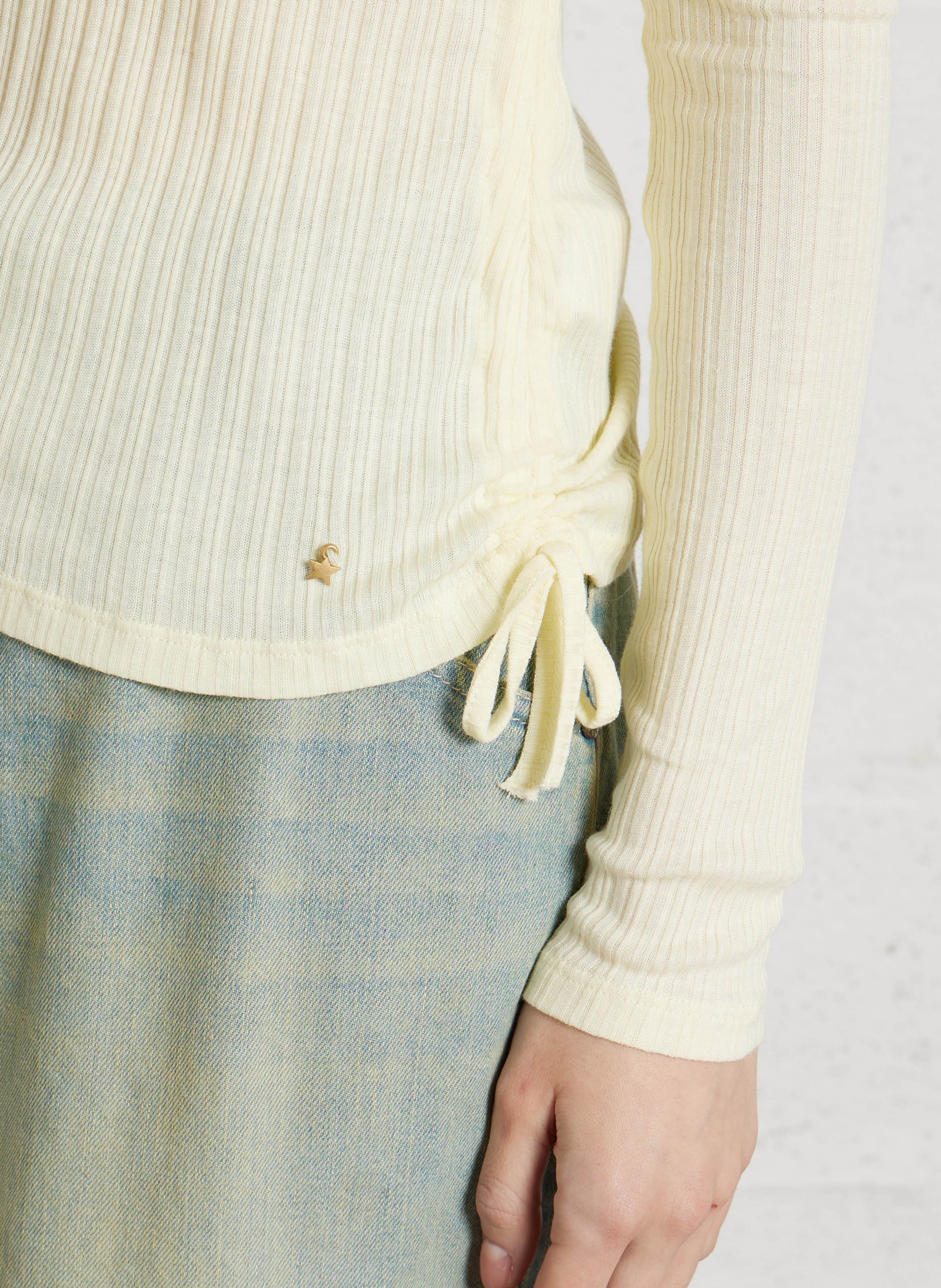 Fitted cotton second skin t-shirt DES PETITS HAUTS Yellow