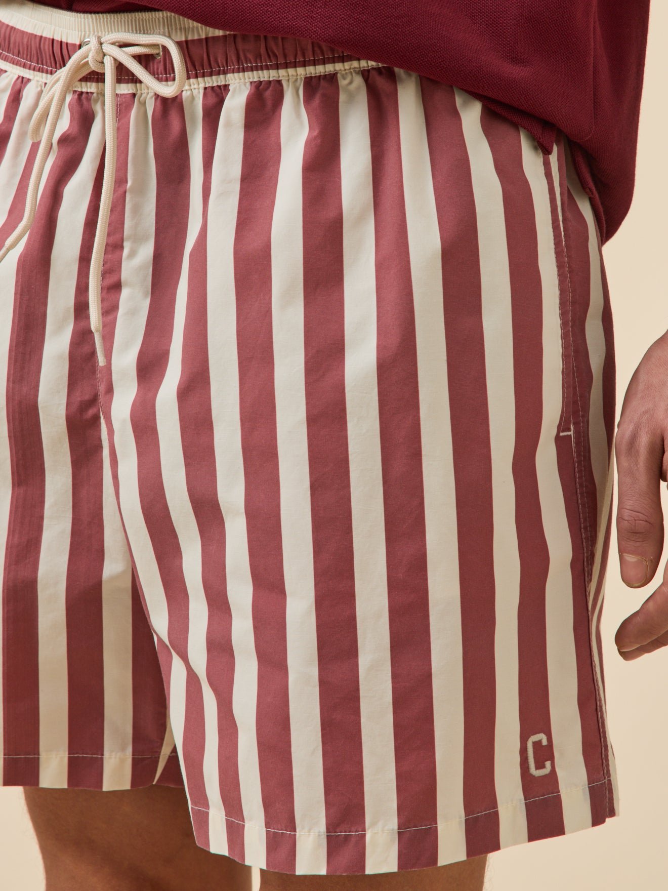 Striped swim shorts CYRILLUS Red