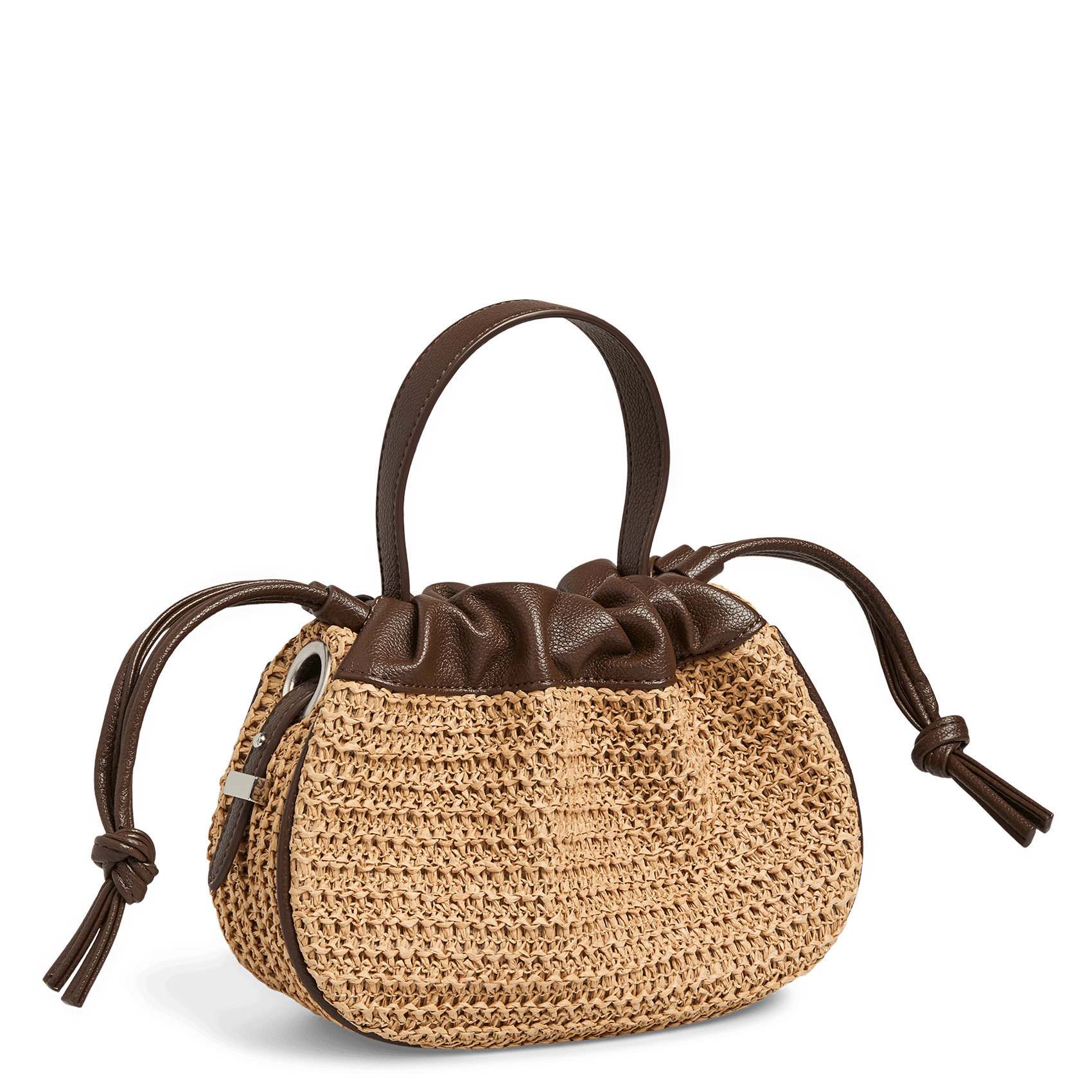 Handtas van stro PIECES Groen