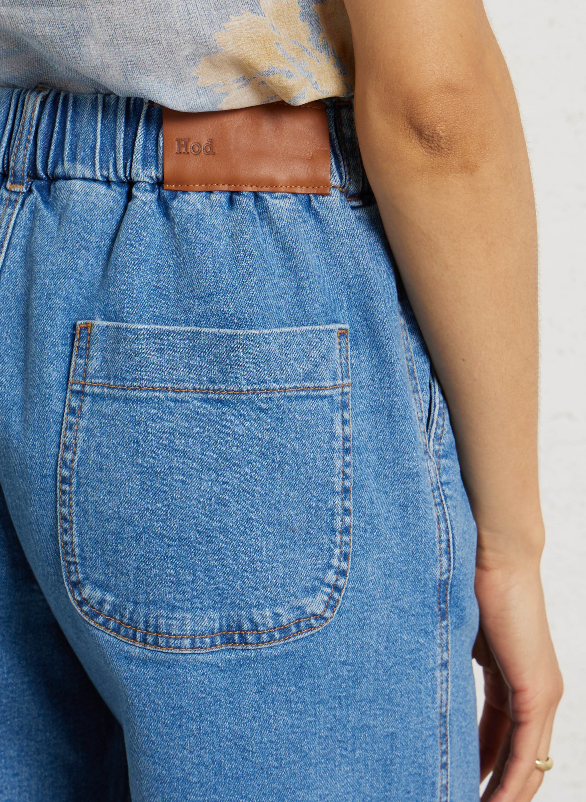 Gerade geschnittene Taillenshorts aus Baumwoll-Mix HOD PARIS Blau