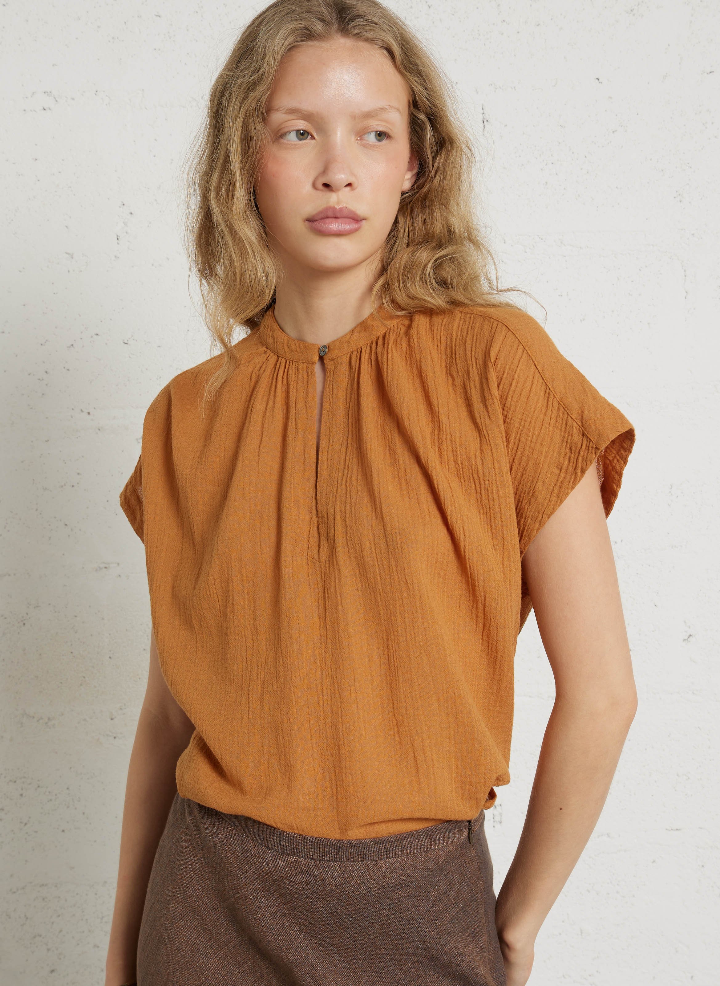 Aimee - Plumetis-Oberteil POMANDERE Orange