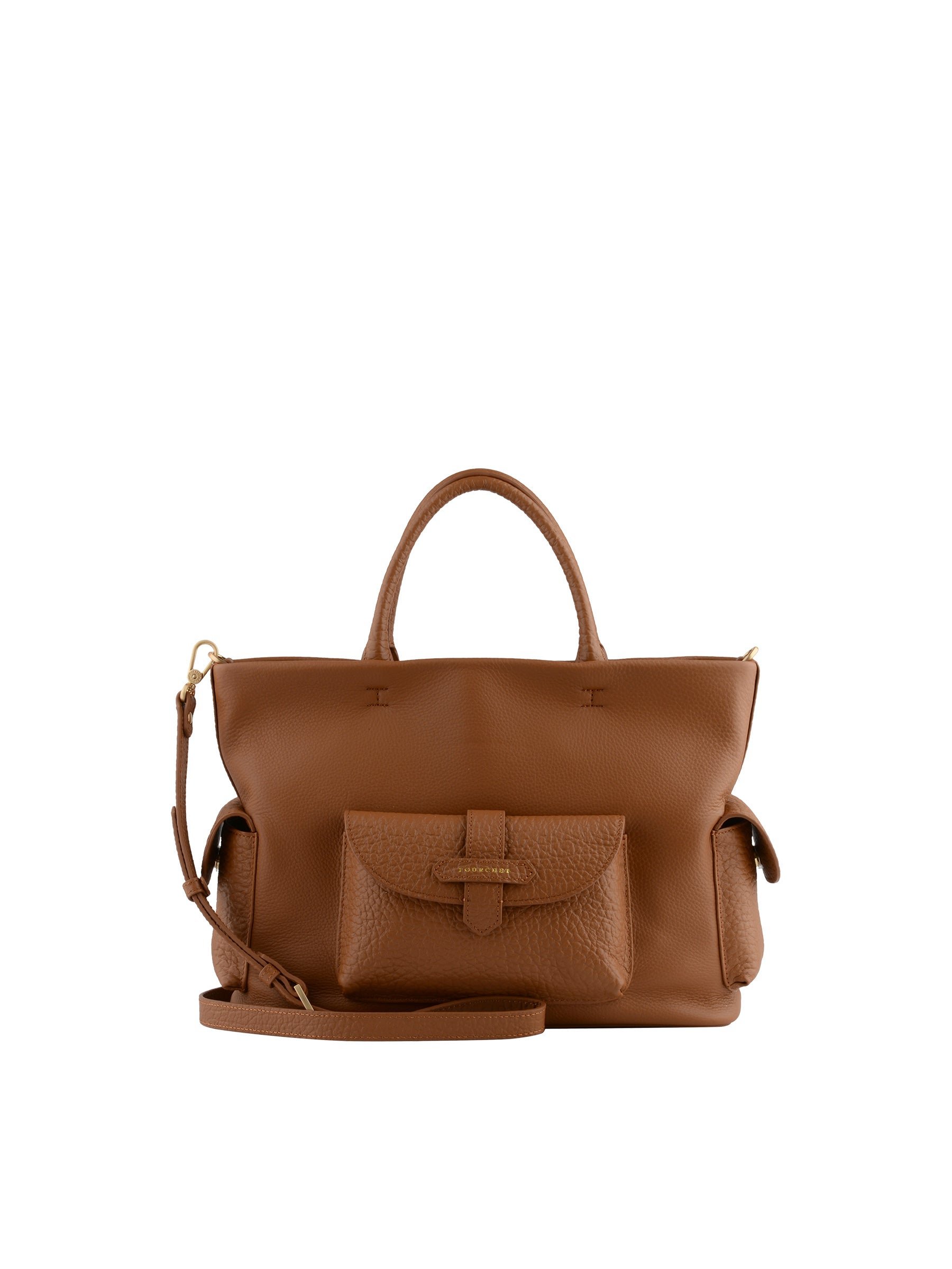 Calfskin leather handbag POURCHET Golden