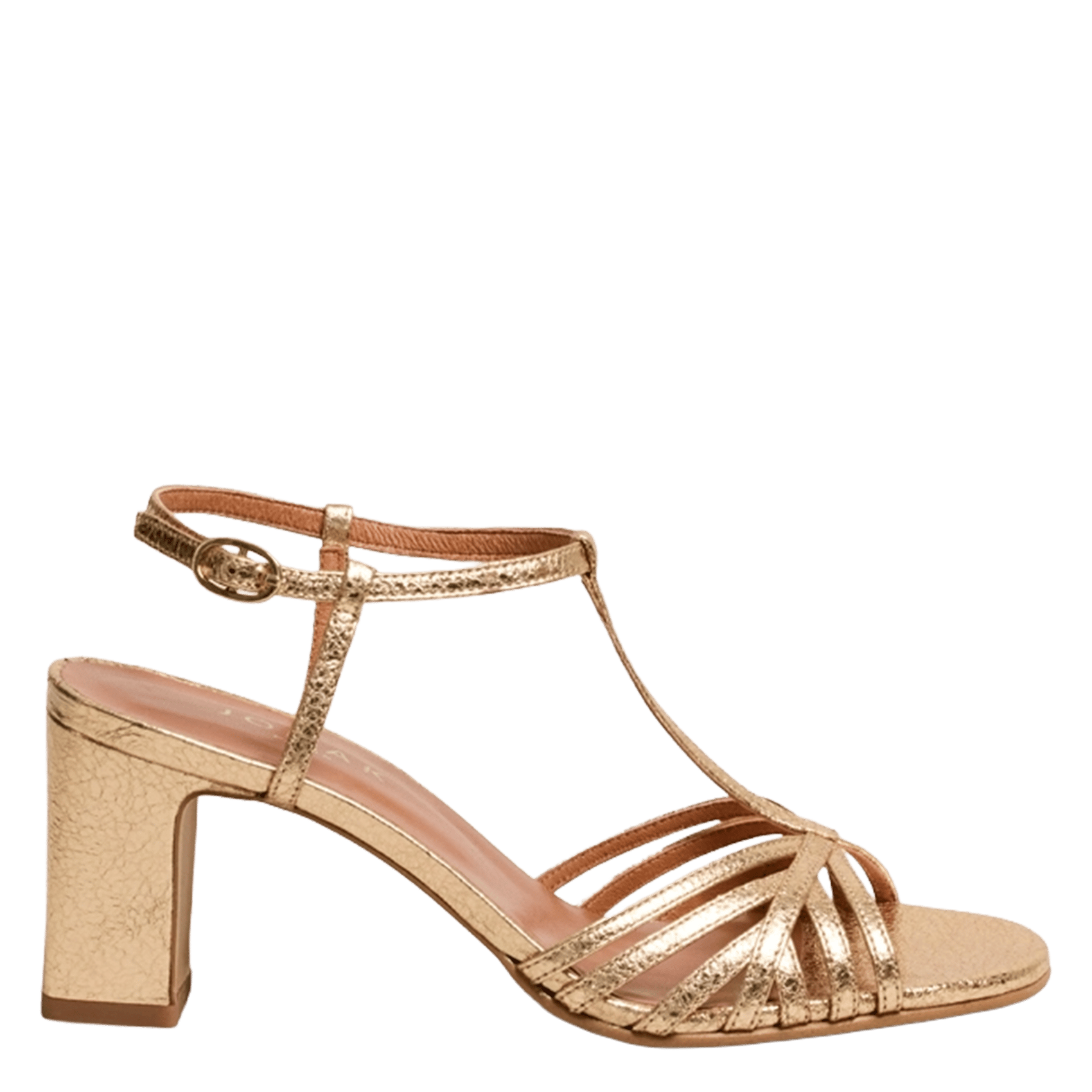 Sandales à talon en cuir métallisé JONAK Doré