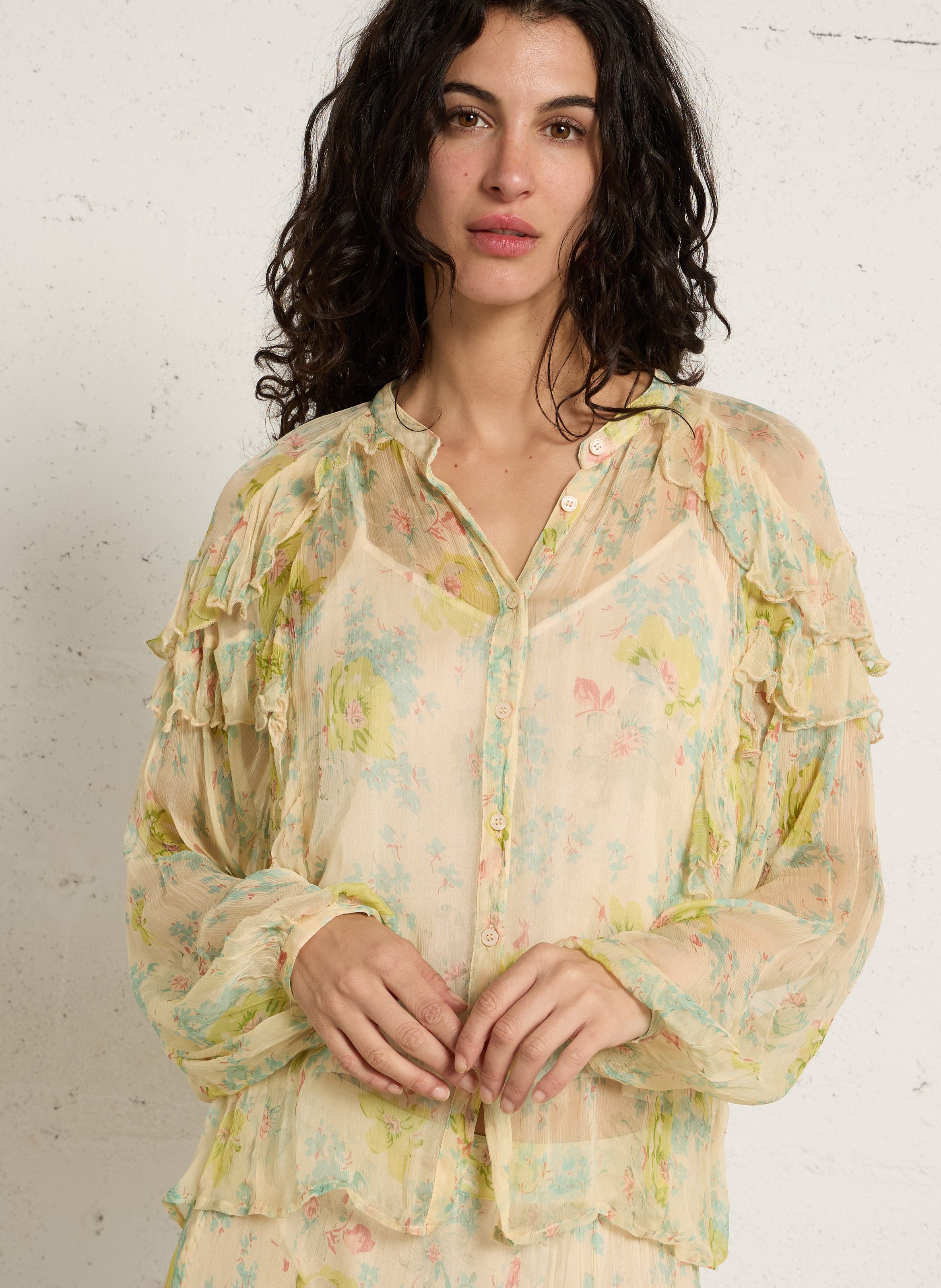 Weites Hemd mit Mao-Kragen und Print PETITE MENDIGOTE Mehrfarbig