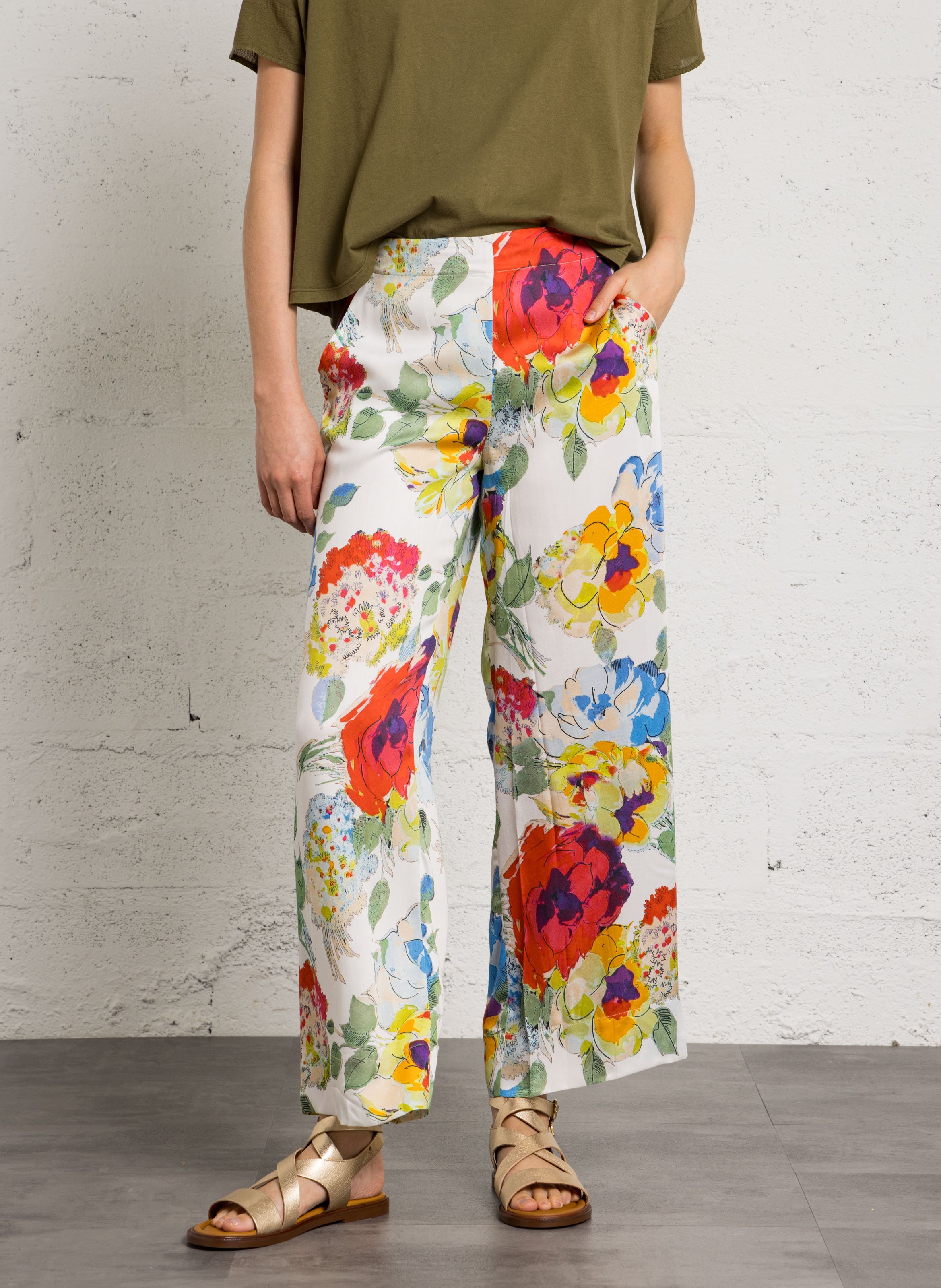 Dalida - Gerade geschnittene bedruckte Hose BELLA JONES Weiss