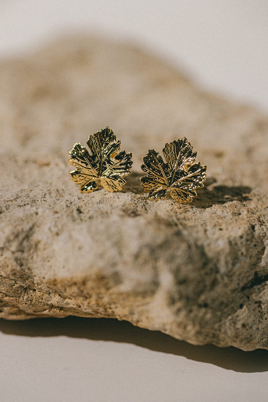Gold-plated leaf stud earrings Golden