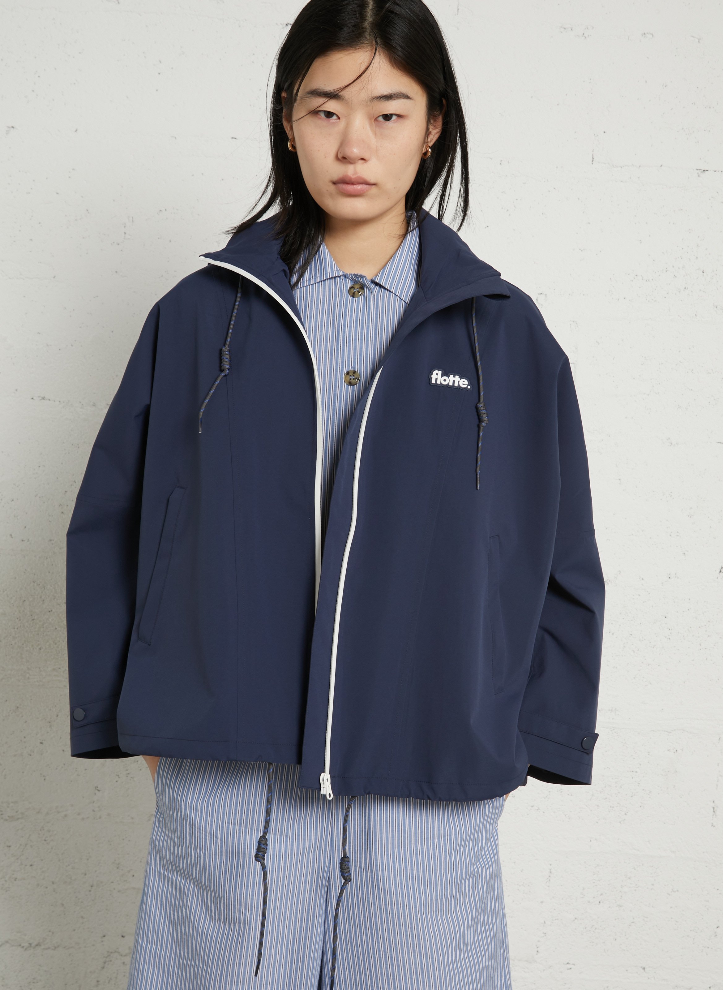 Buttoned and zipped high-neck fitted raincoat FLOTTE