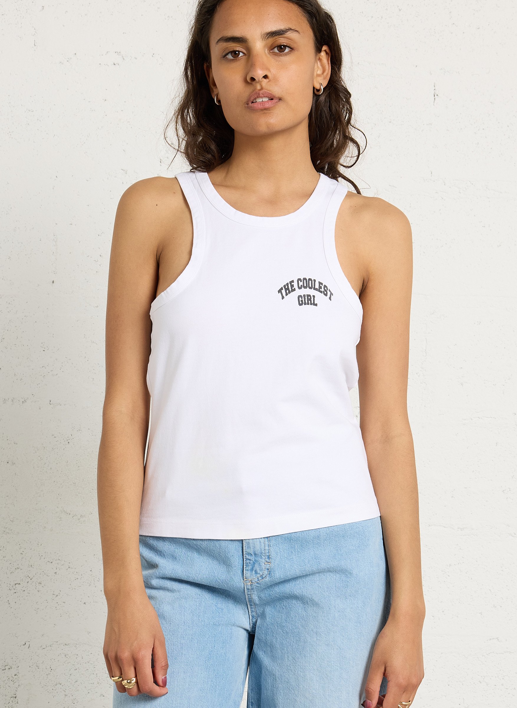 Débardeur droit col rond en coton BERENICE Noir