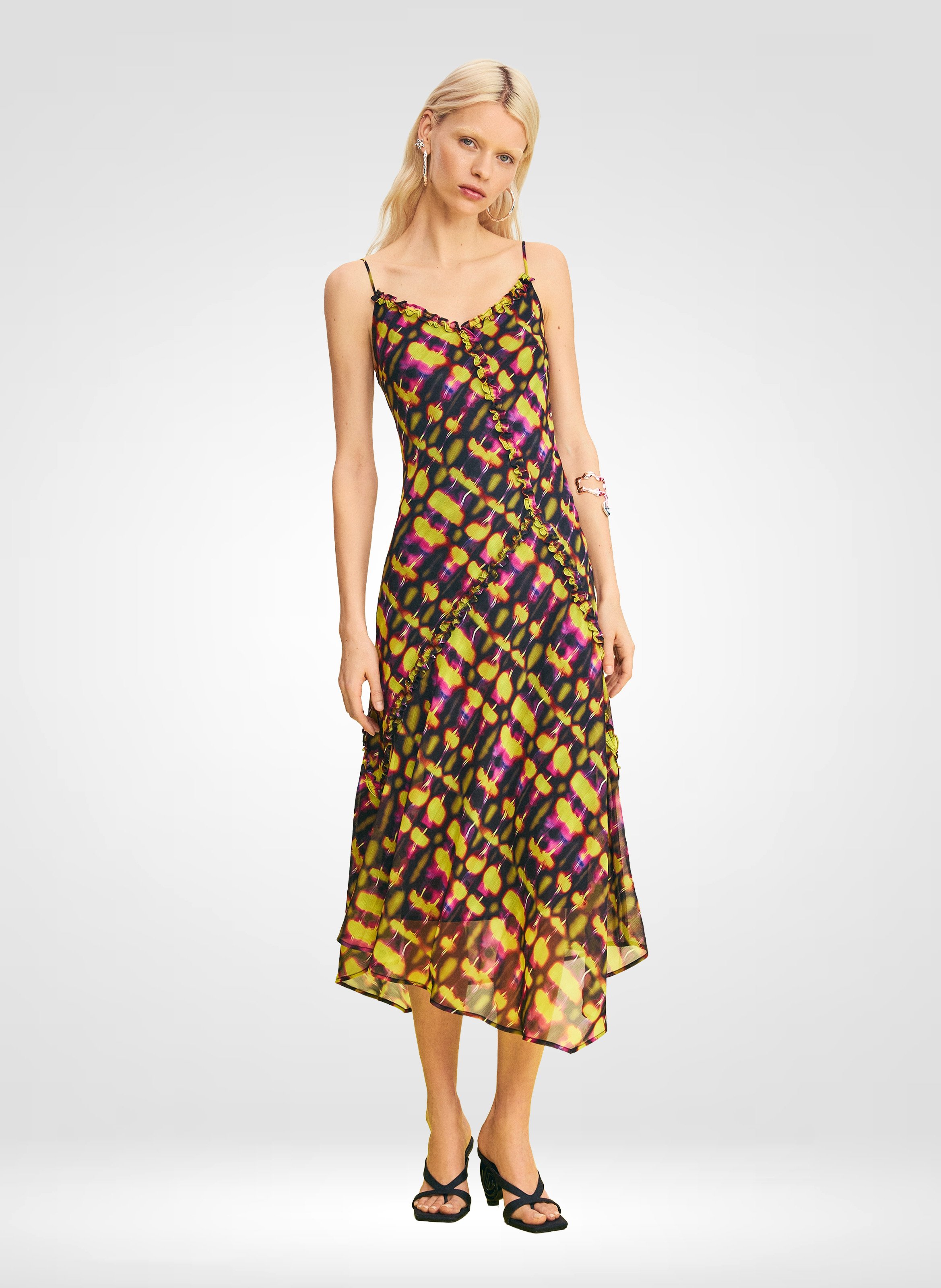 Halflange, asymmetrische jurk DESIGUAL Groen