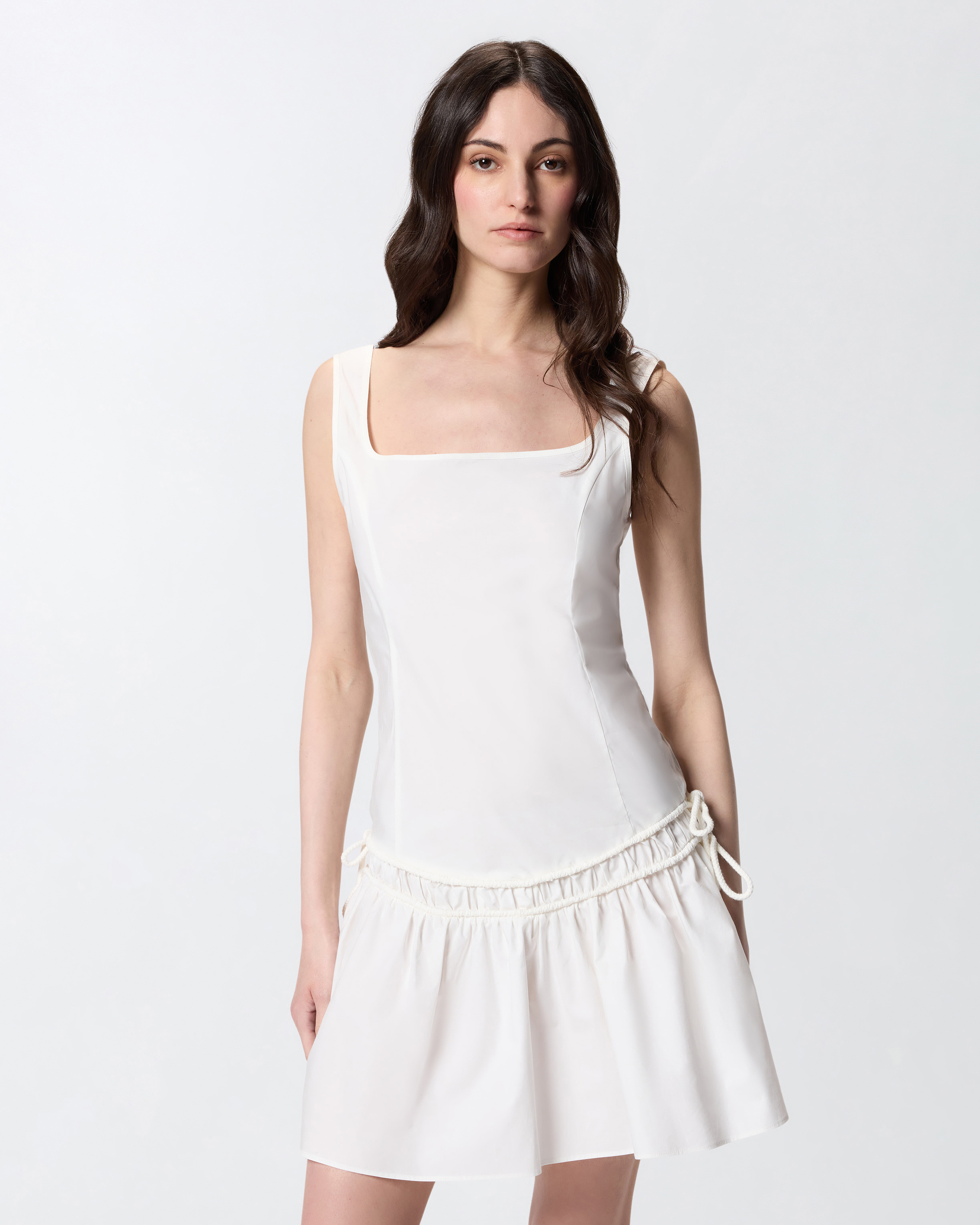 Robe courte froncée avec cordon de serrage PINKO Blanc