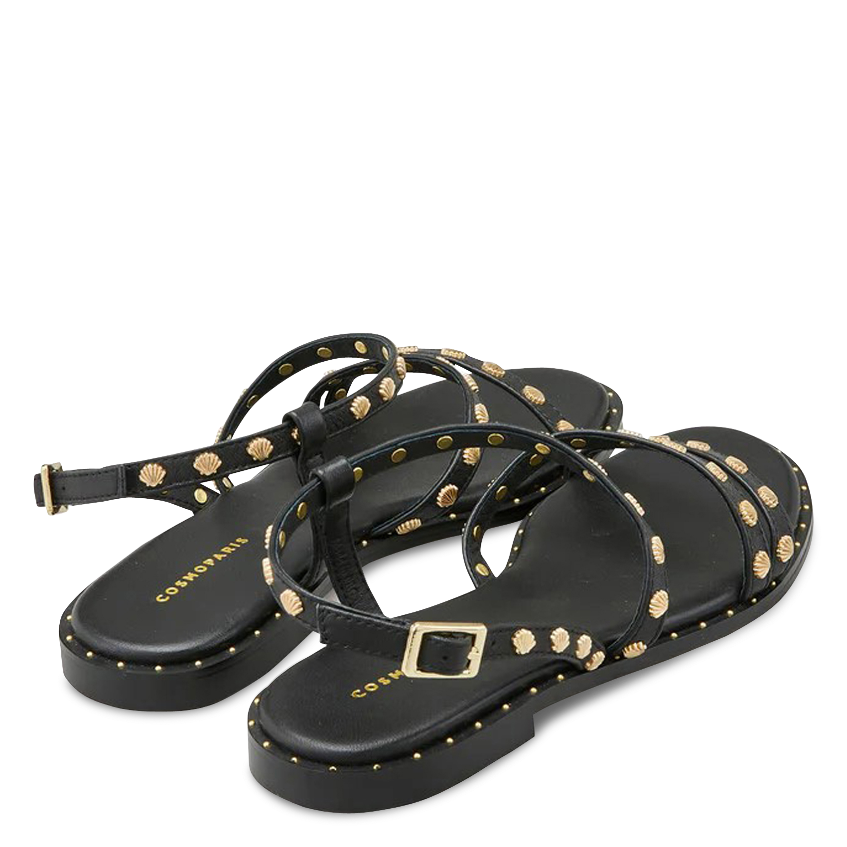 Sandales plates en cuir COSMOPARIS Noir