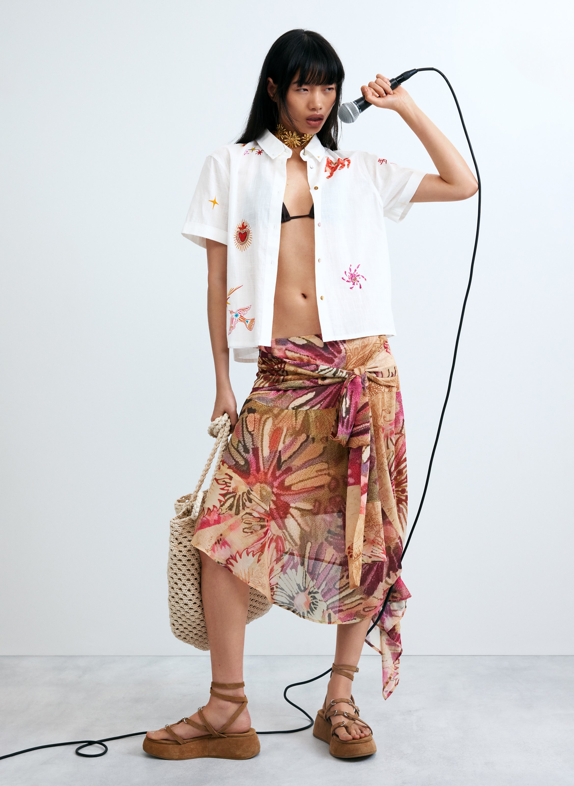 Chemise droite en coton DESIGUAL Blanc