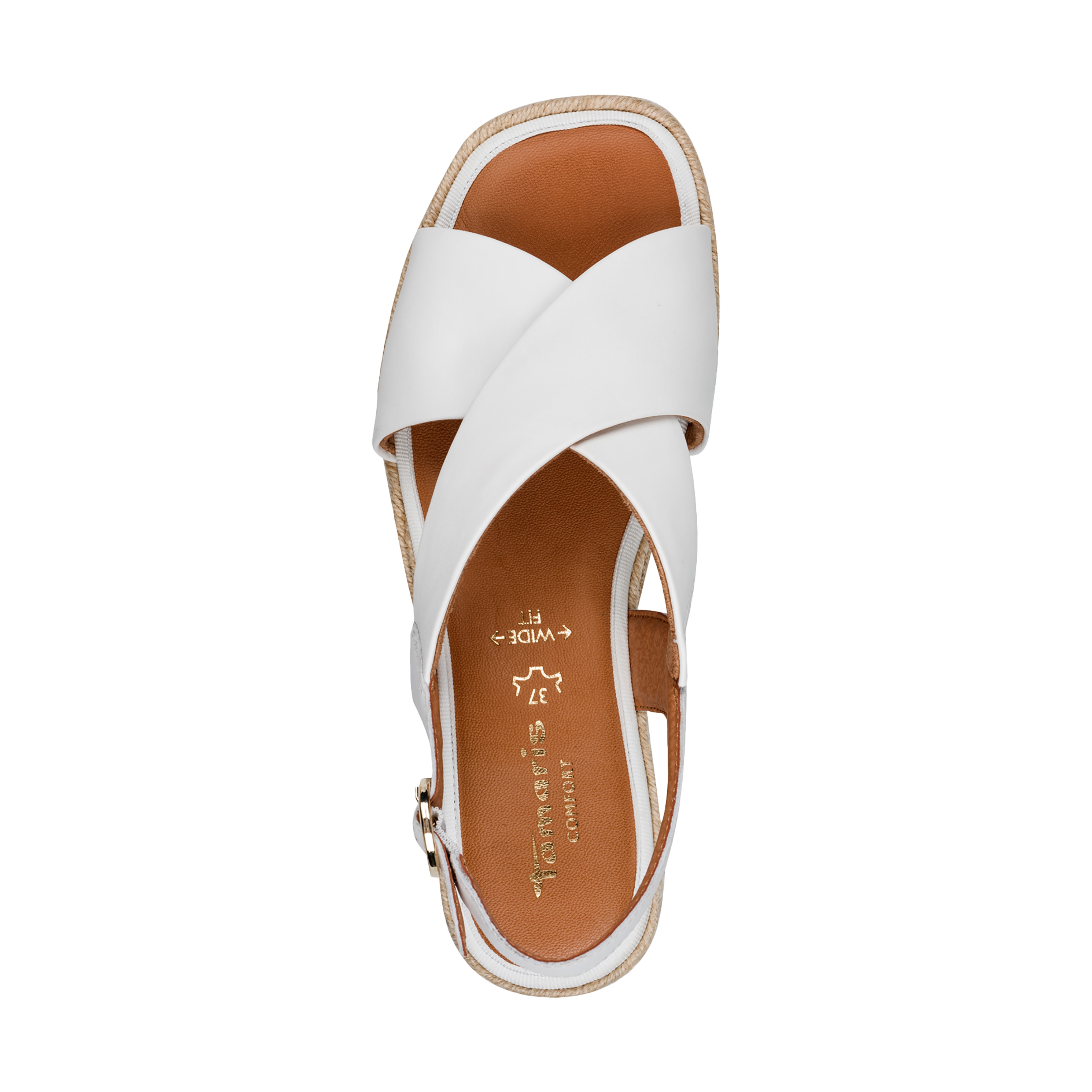 Comfort leather wedge sandals TAMARIS White