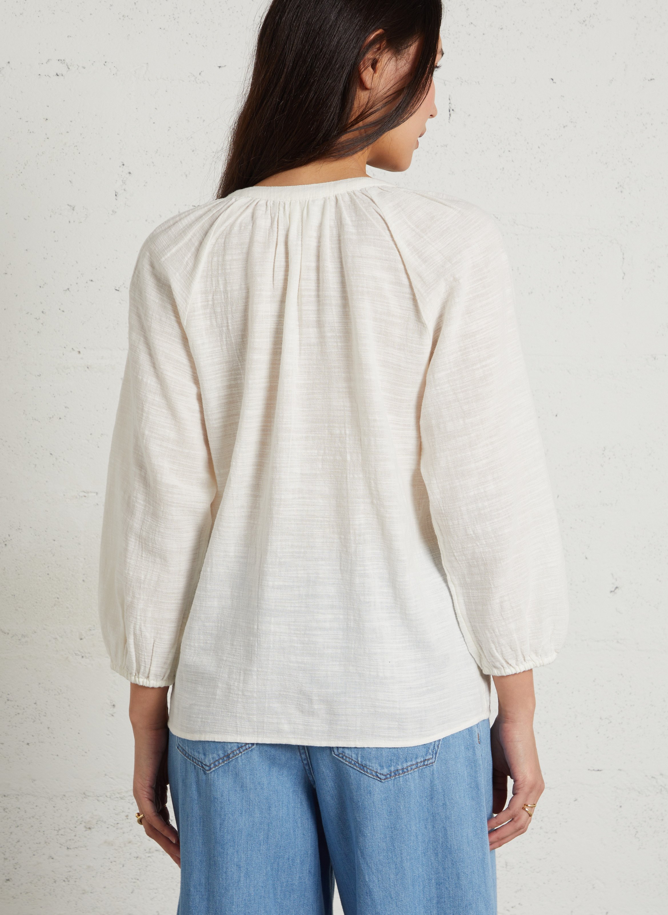 Straight-fit, katoenen blouse met V-hals MAISON 123 Beige