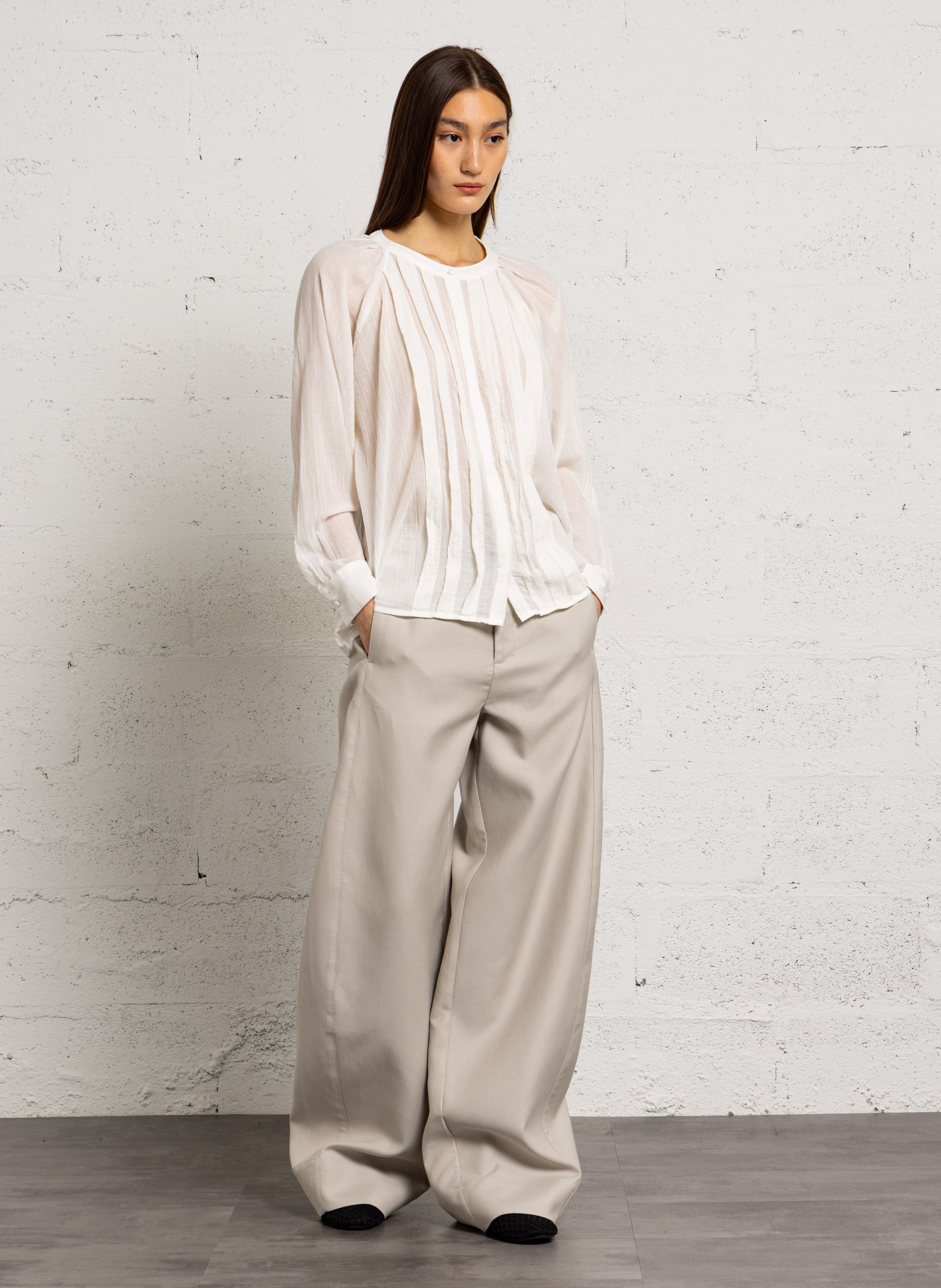 Getailleerde effen blouse DIEGA Wit