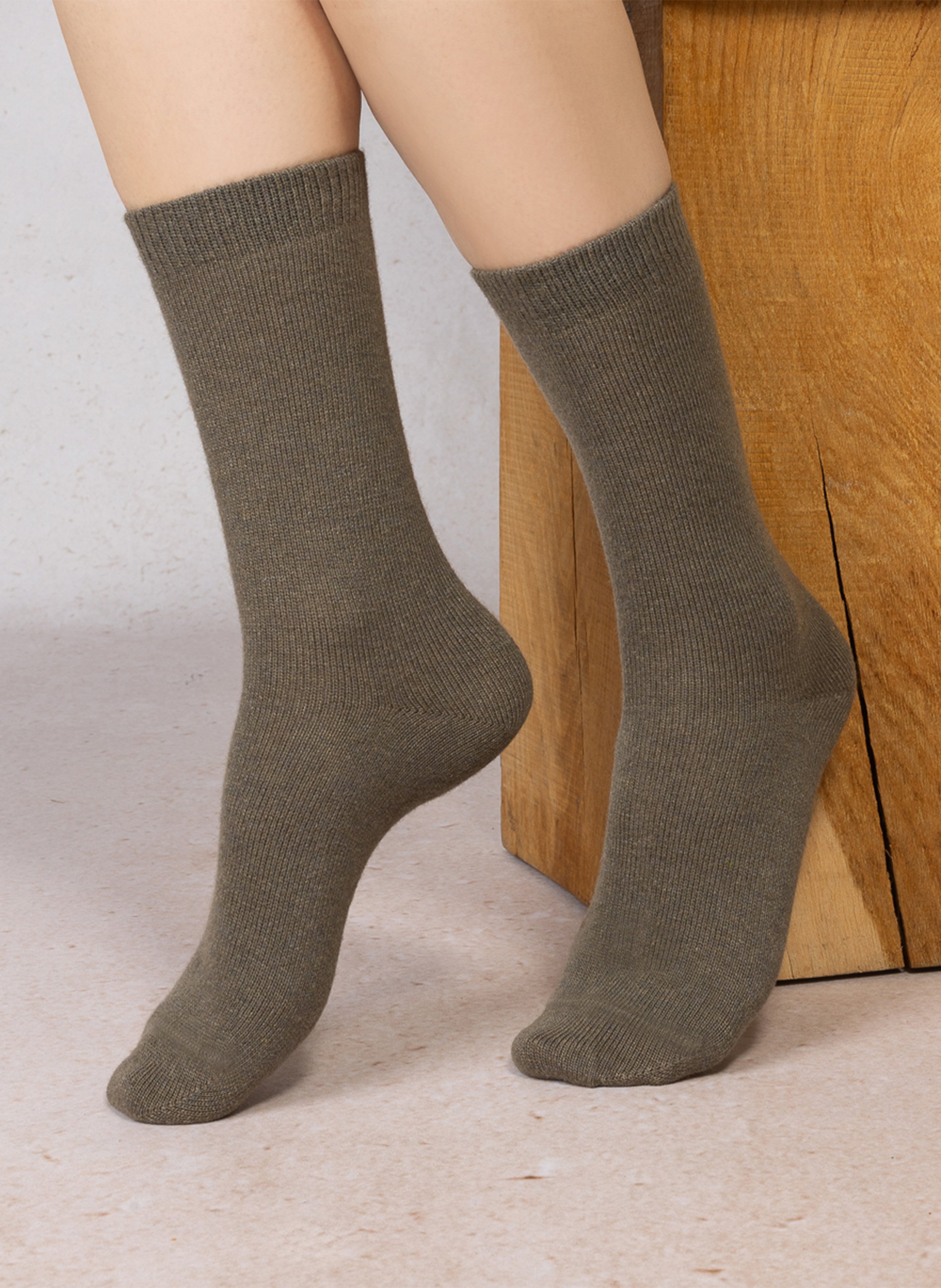 Chaussettes en laine mélangée BLEUFORET Kaki