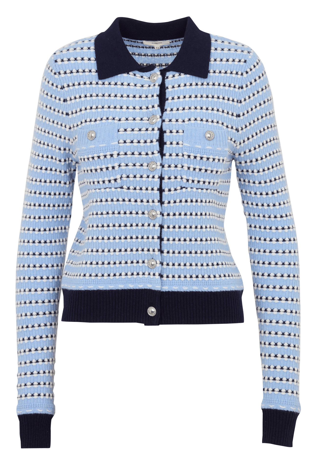 Cardigan boutonné en laine fantaisie SUNCOO Bleu