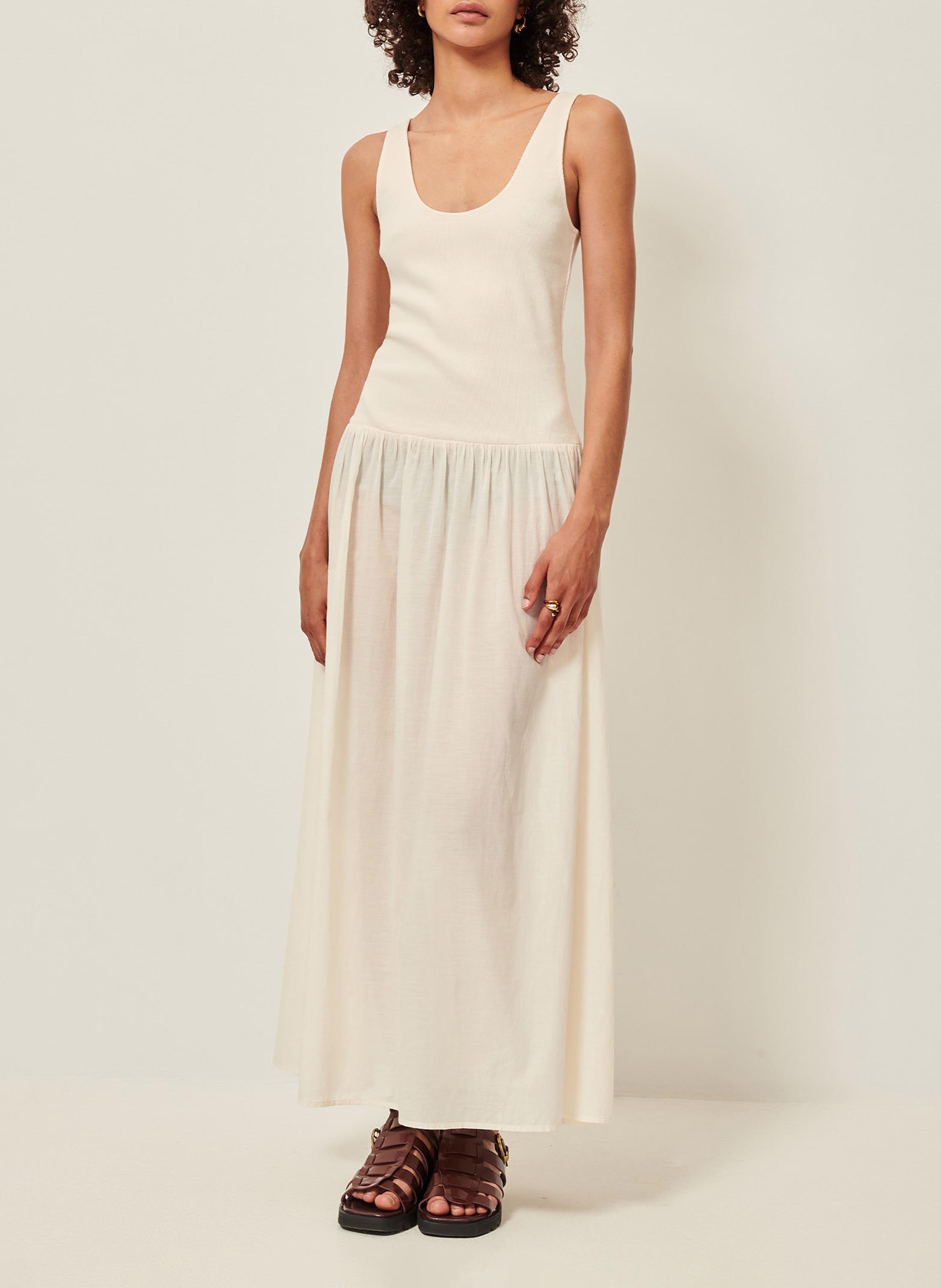 Ausgestelltes Maxikleid aus Baumwoll-Mix SESSUN