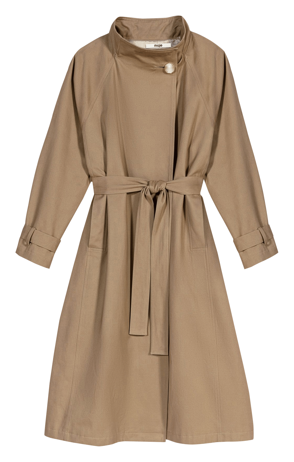 Trench met opstaande kraag van katoen MAJE Beige