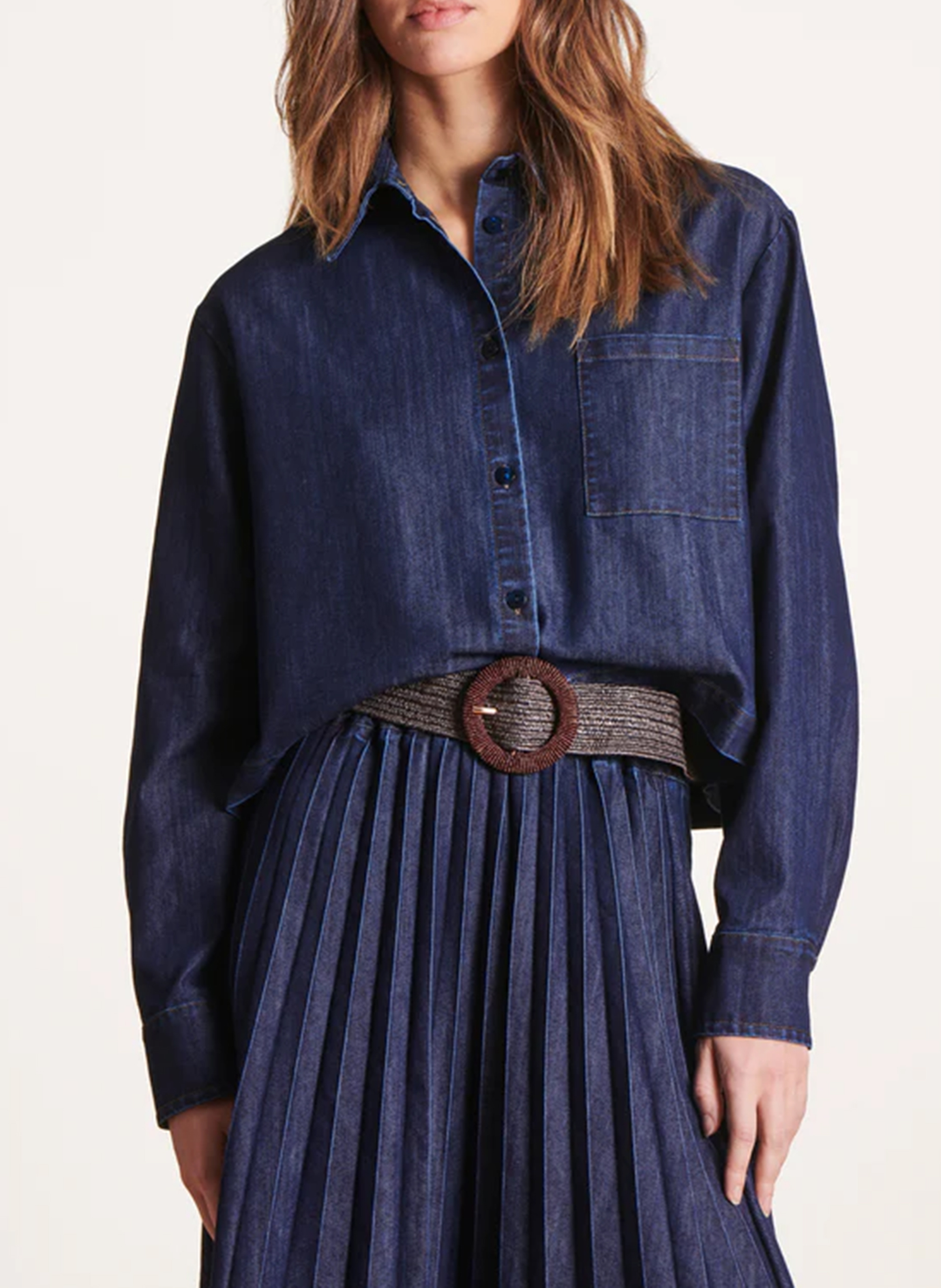 Korte spijkerblouse LA FEE MARABOUTEE Blauw