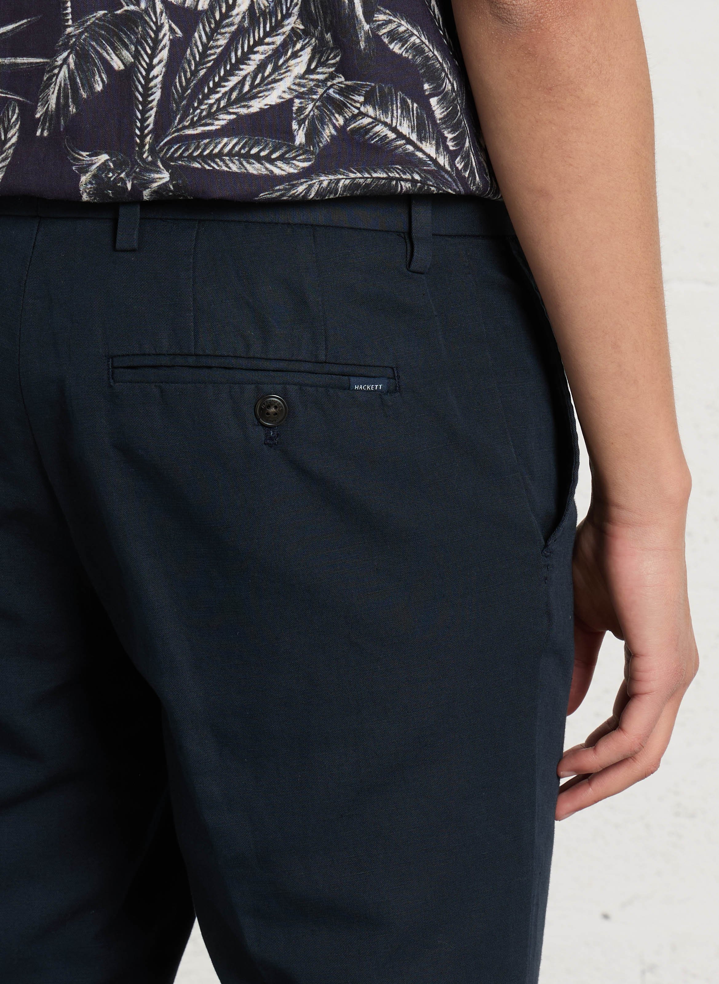Karottenhose aus Leinen und Wolle HACKETT Blau