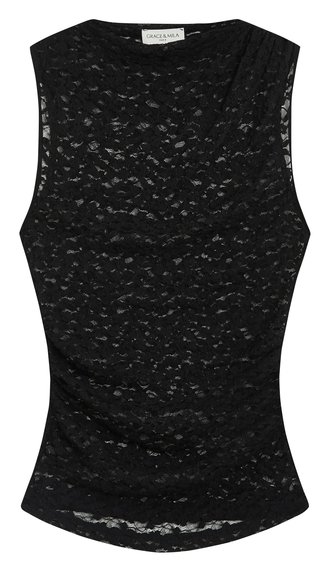 Round neck draped top AVILA Noir
