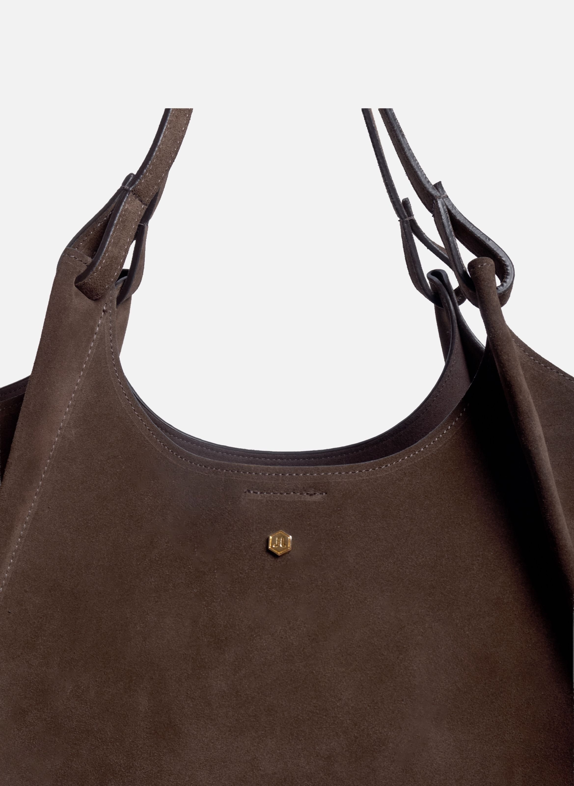 Sybil Tote Bag in Leather and Suede JULES & JENN Brown